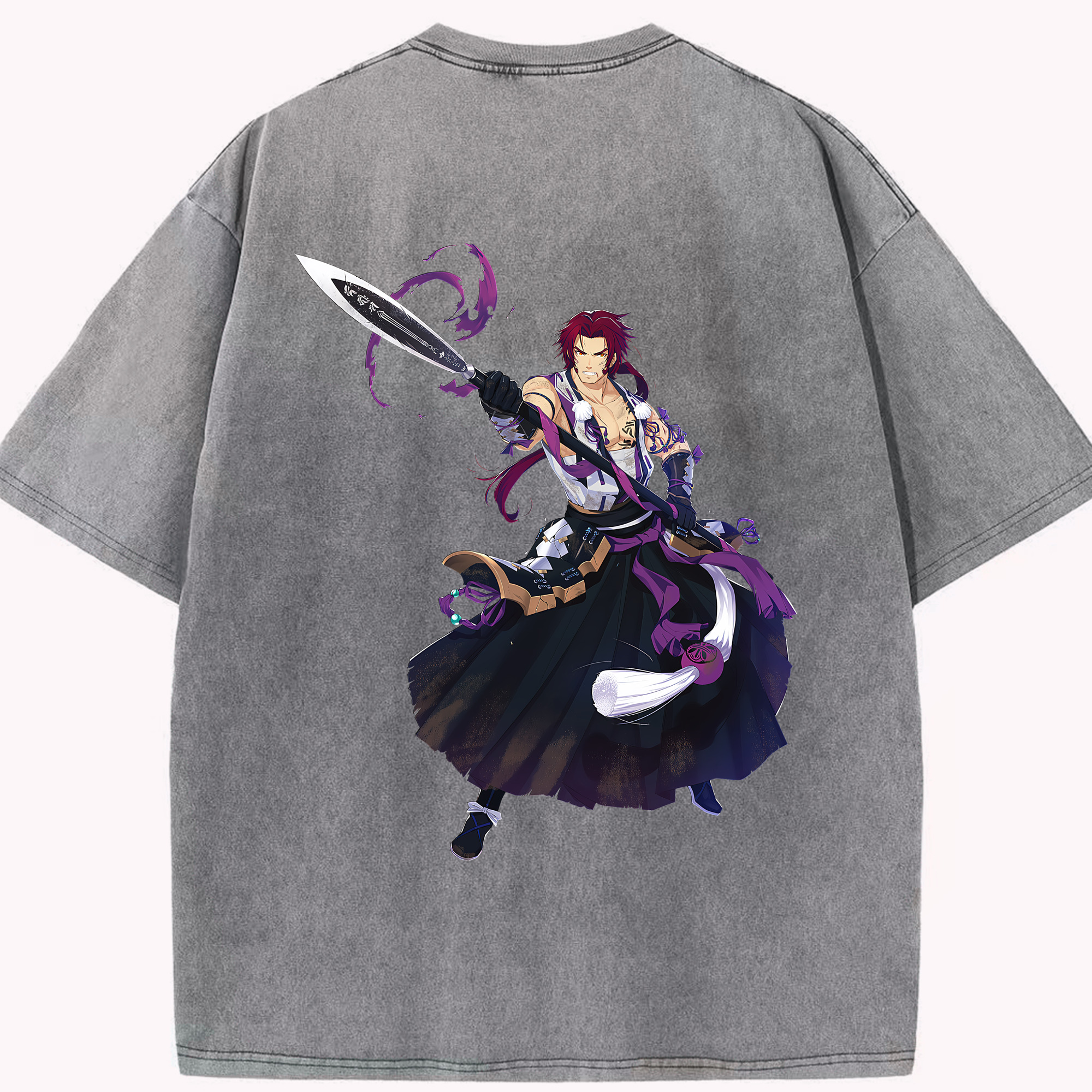 （画像用） 刀剣乱舞 Touken Ranbu 綿100% ヴィンテージ風 半袖Tシャツ（背面プリント）