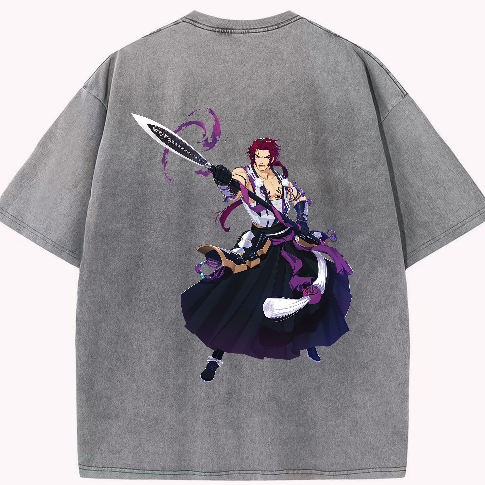 （画像用） 刀剣乱舞 Touken Ranbu 綿100% ヴィンテージ風 半袖Tシャツ（背面プリント）