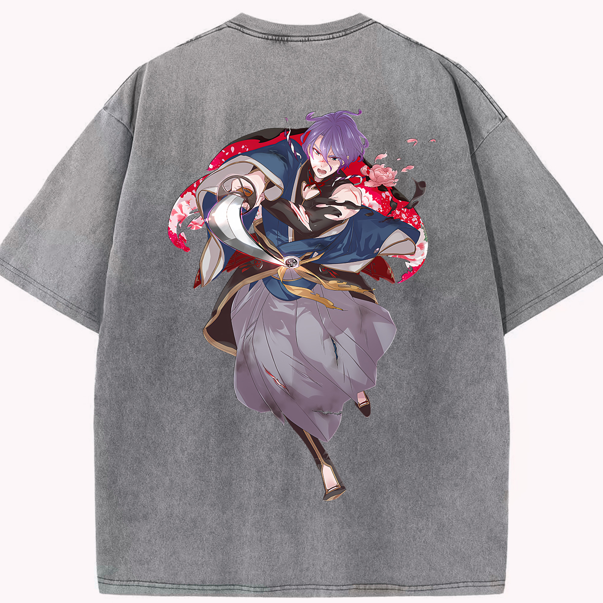（画像用） 刀剣乱舞 Touken Ranbu 綿100% ヴィンテージ風 半袖Tシャツ（背面プリント）