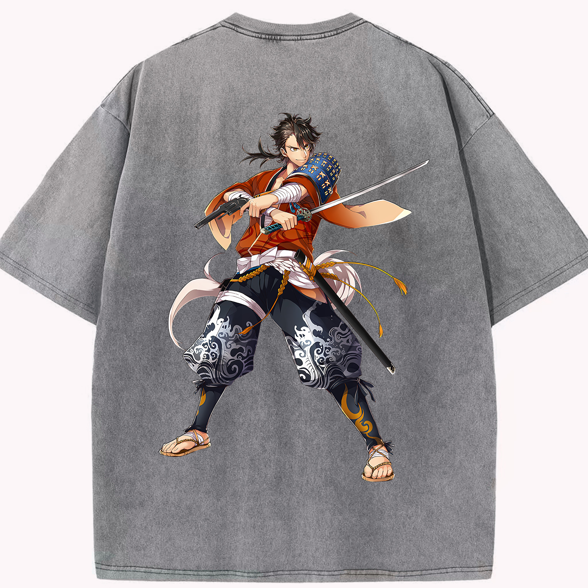 （画像用） 刀剣乱舞 Touken Ranbu 綿100% ヴィンテージ風 半袖Tシャツ（背面プリント）