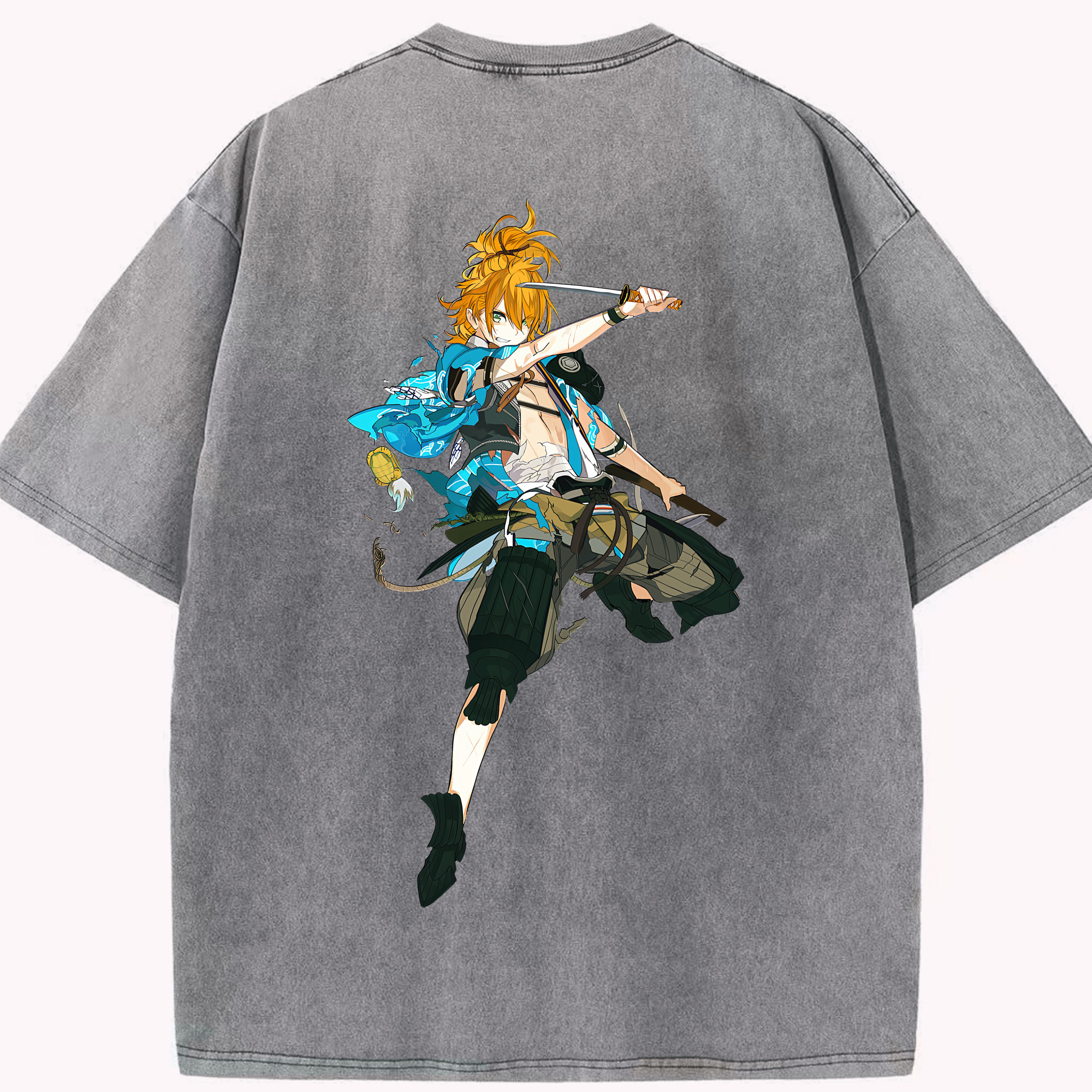（画像用） 刀剣乱舞 Touken Ranbu 綿100% ヴィンテージ風 半袖Tシャツ（背面プリント）