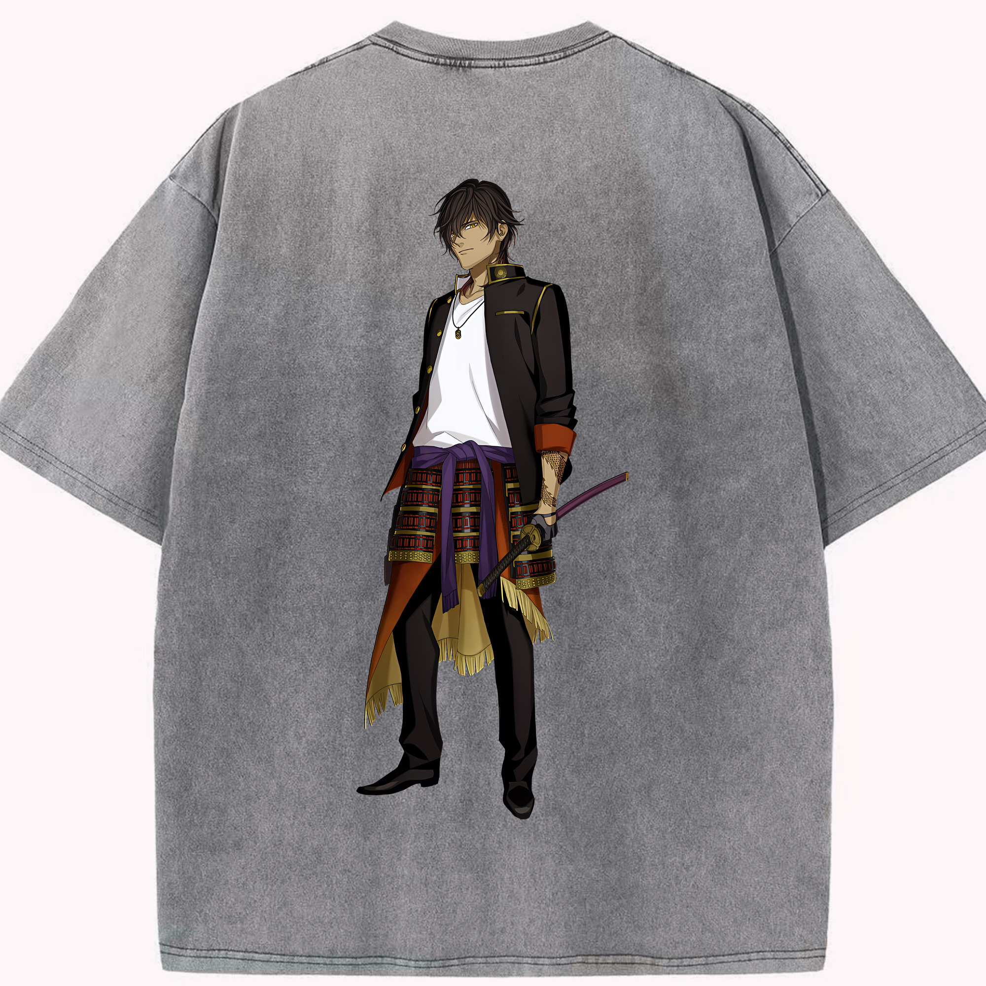 （画像用） 刀剣乱舞 Touken Ranbu 綿100% ヴィンテージ風 半袖Tシャツ（背面プリント）