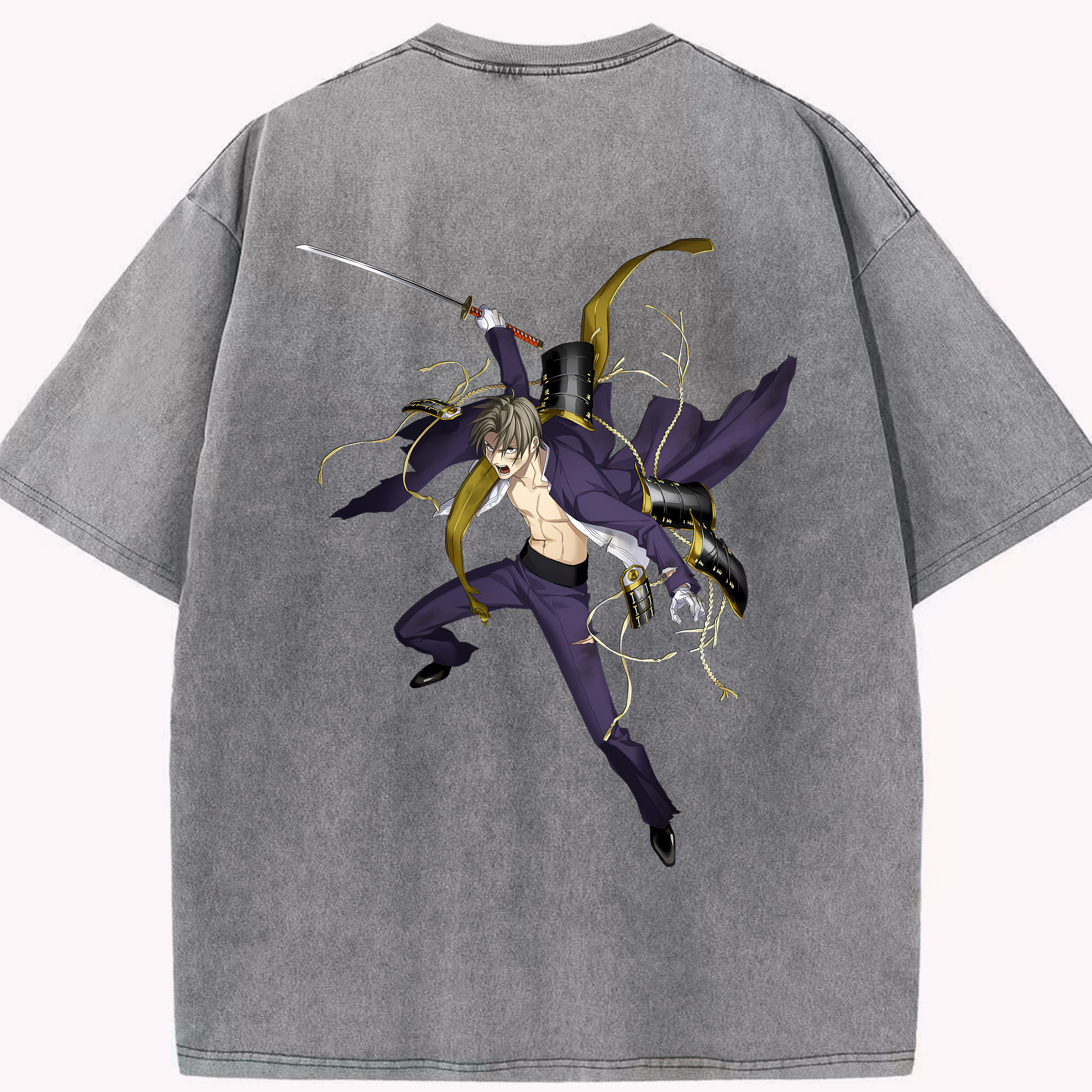 （画像用） 刀剣乱舞 Touken Ranbu 綿100% ヴィンテージ風 半袖Tシャツ（背面プリント）