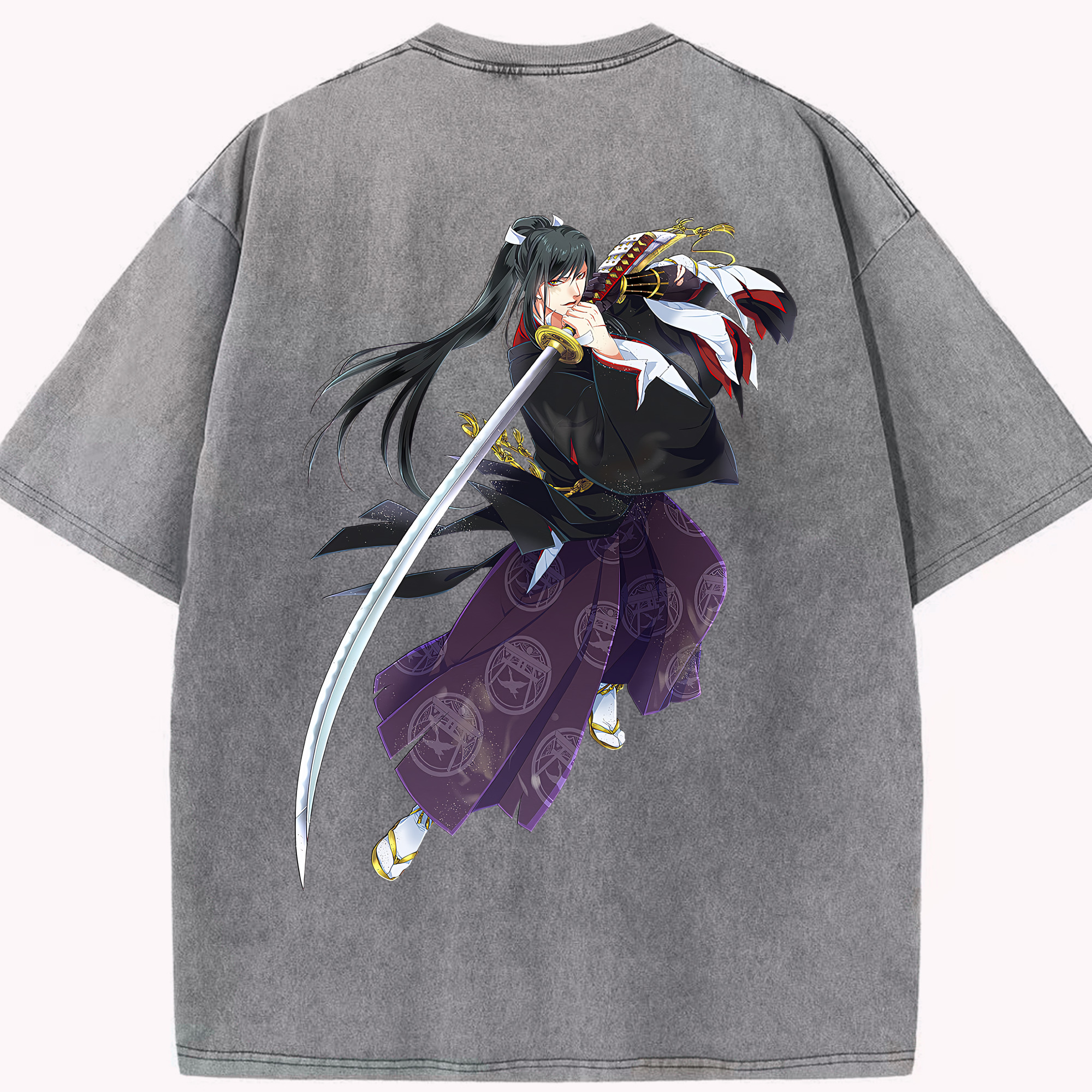 （画像用） 刀剣乱舞 Touken Ranbu 綿100% ヴィンテージ風 半袖Tシャツ（背面プリント）