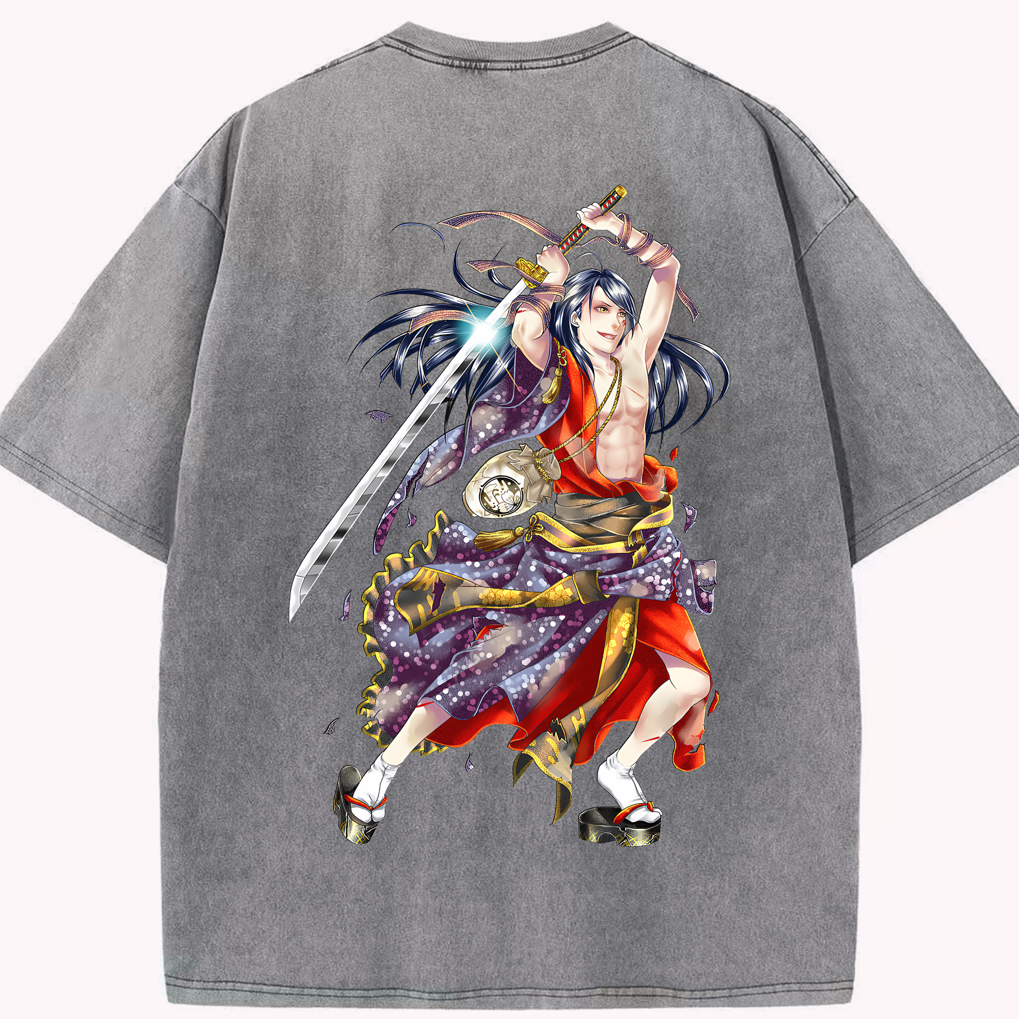 （画像用） 刀剣乱舞 Touken Ranbu 綿100% ヴィンテージ風 半袖Tシャツ（背面プリント）