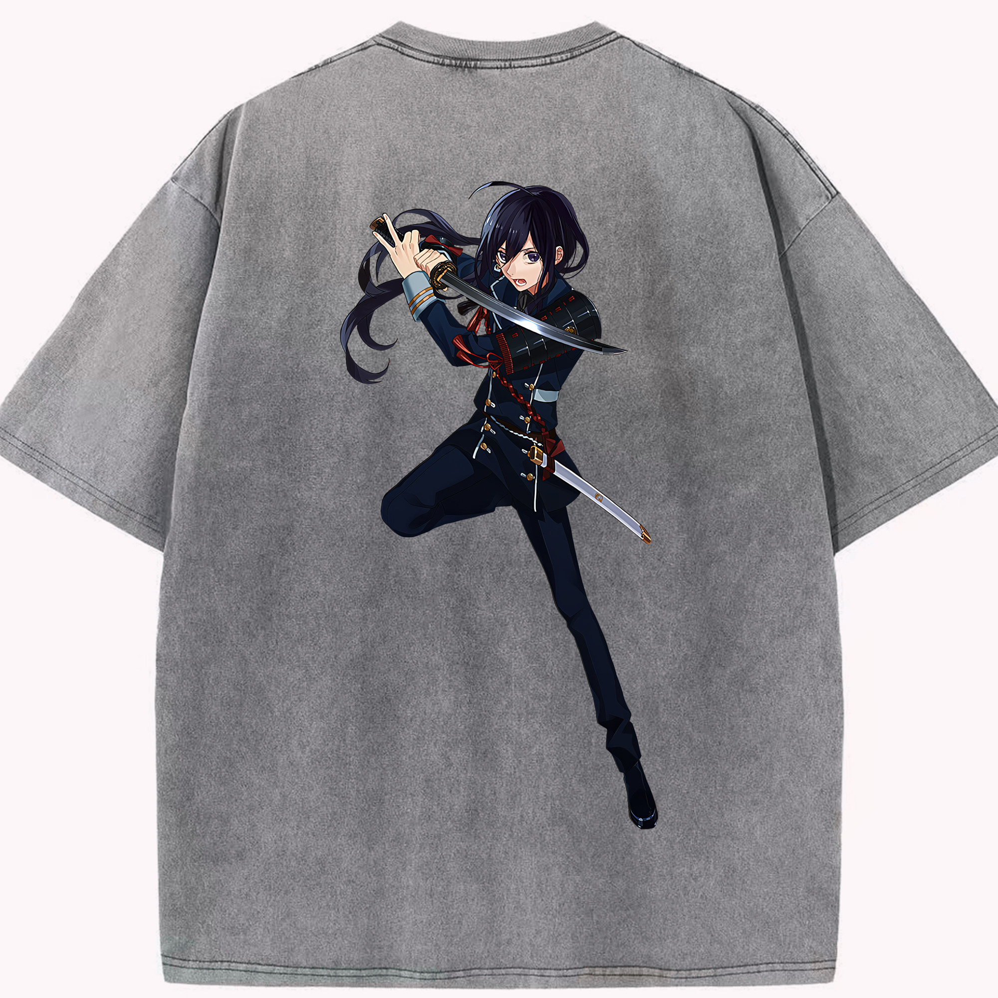 （画像用） 刀剣乱舞 Touken Ranbu 綿100% ヴィンテージ風 半袖Tシャツ（背面プリント）
