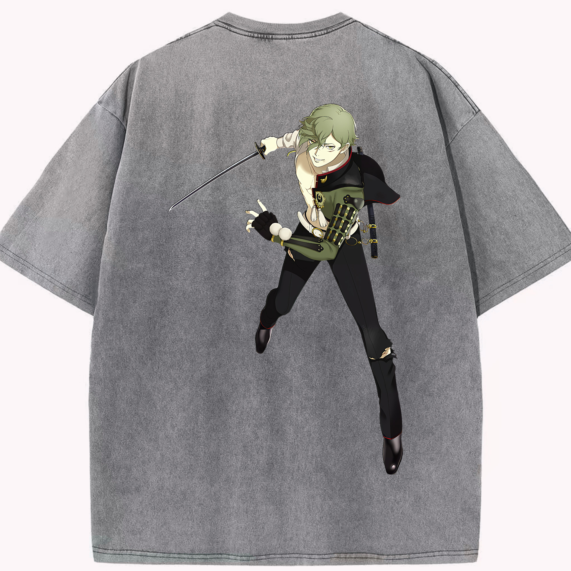 （画像用） 刀剣乱舞 Touken Ranbu 綿100% ヴィンテージ風 半袖Tシャツ（背面プリント）