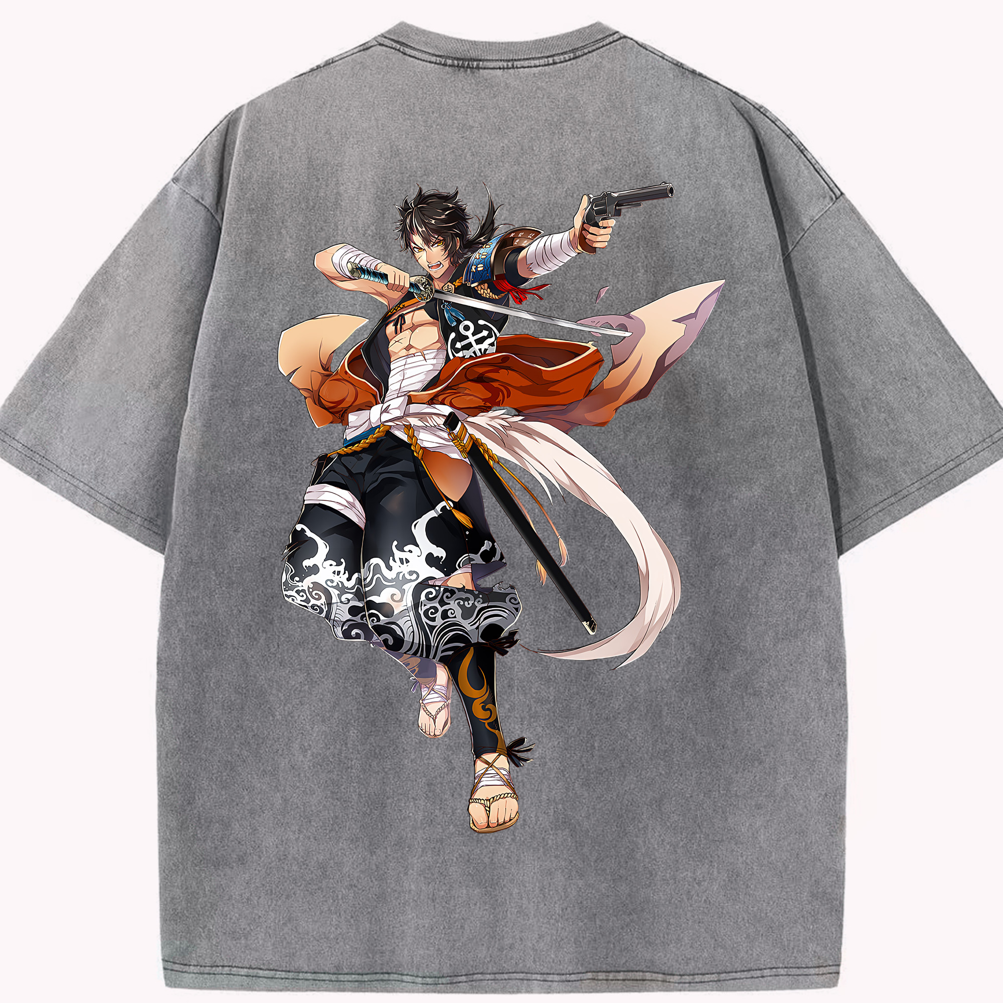 （画像用） 刀剣乱舞 Touken Ranbu 綿100% ヴィンテージ風 半袖Tシャツ（背面プリント）