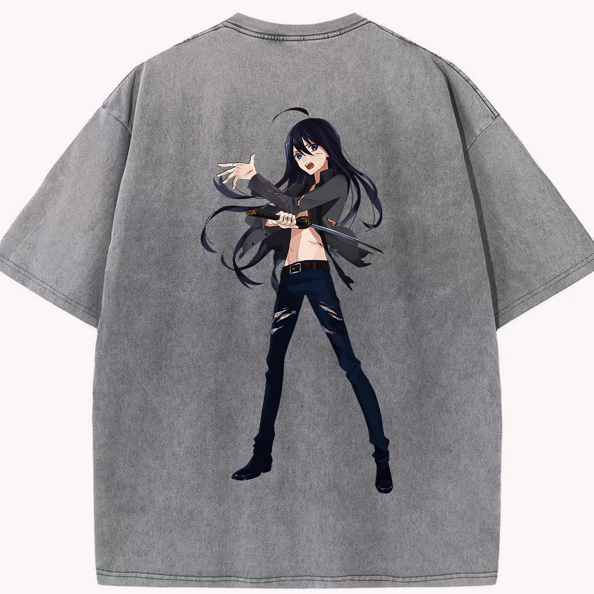 （画像用） 刀剣乱舞 Touken Ranbu 綿100% ヴィンテージ風 半袖Tシャツ（背面プリント）