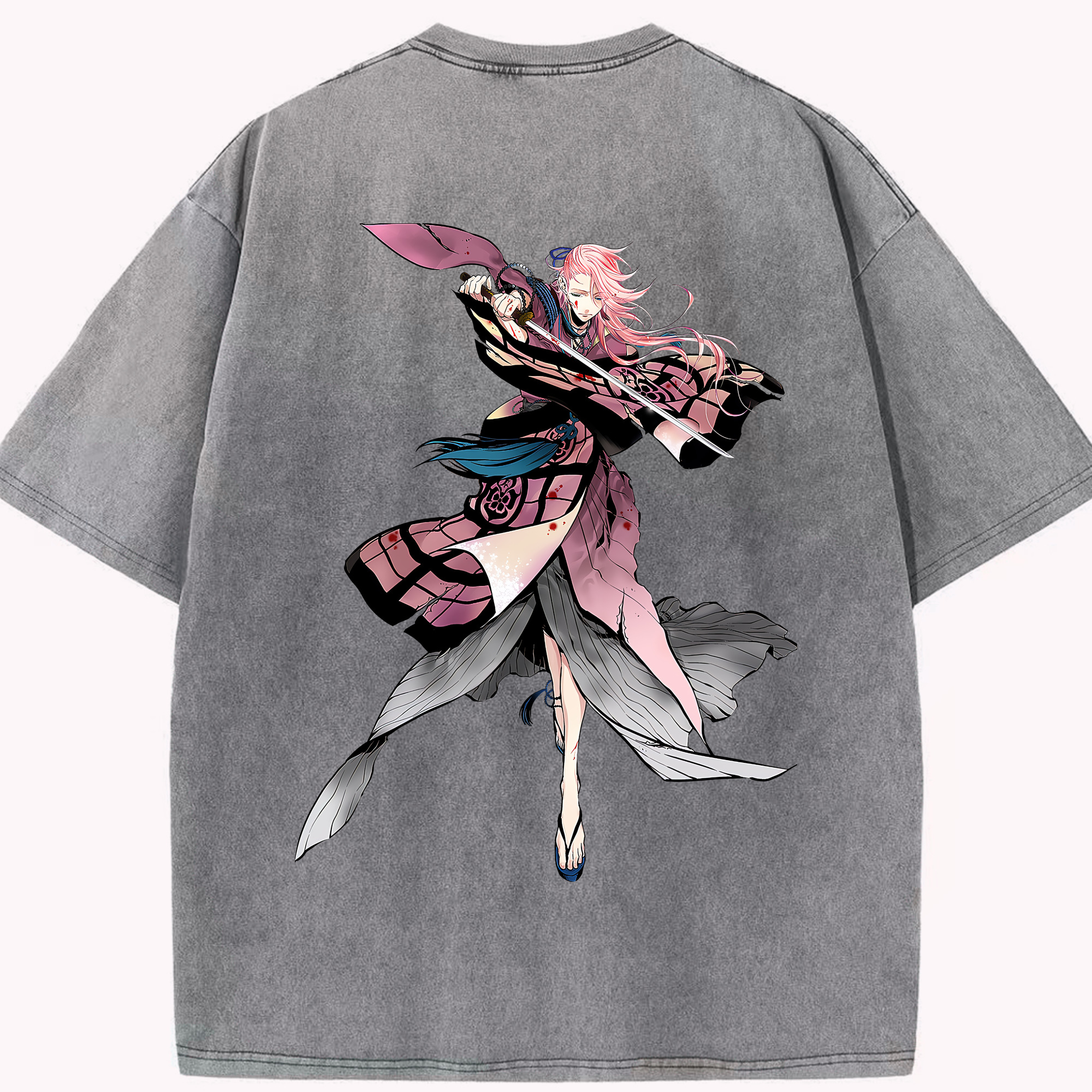 （画像用） 刀剣乱舞 Touken Ranbu 綿100% ヴィンテージ風 半袖Tシャツ（背面プリント）