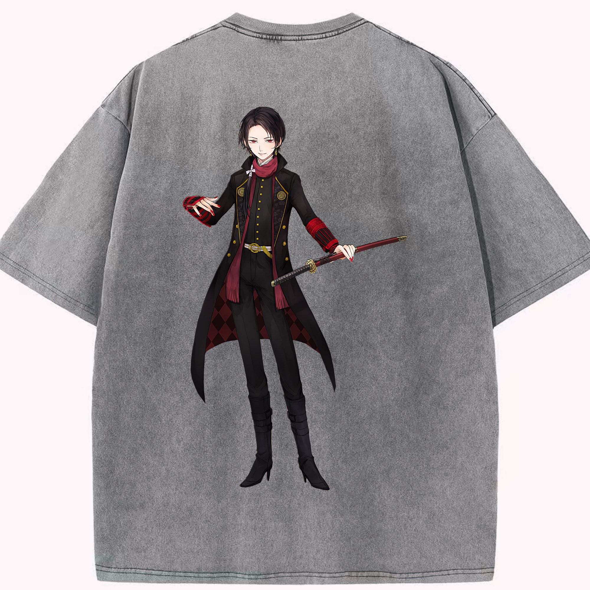 （画像用） 刀剣乱舞 Touken Ranbu 綿100% ヴィンテージ風 半袖Tシャツ（背面プリント）