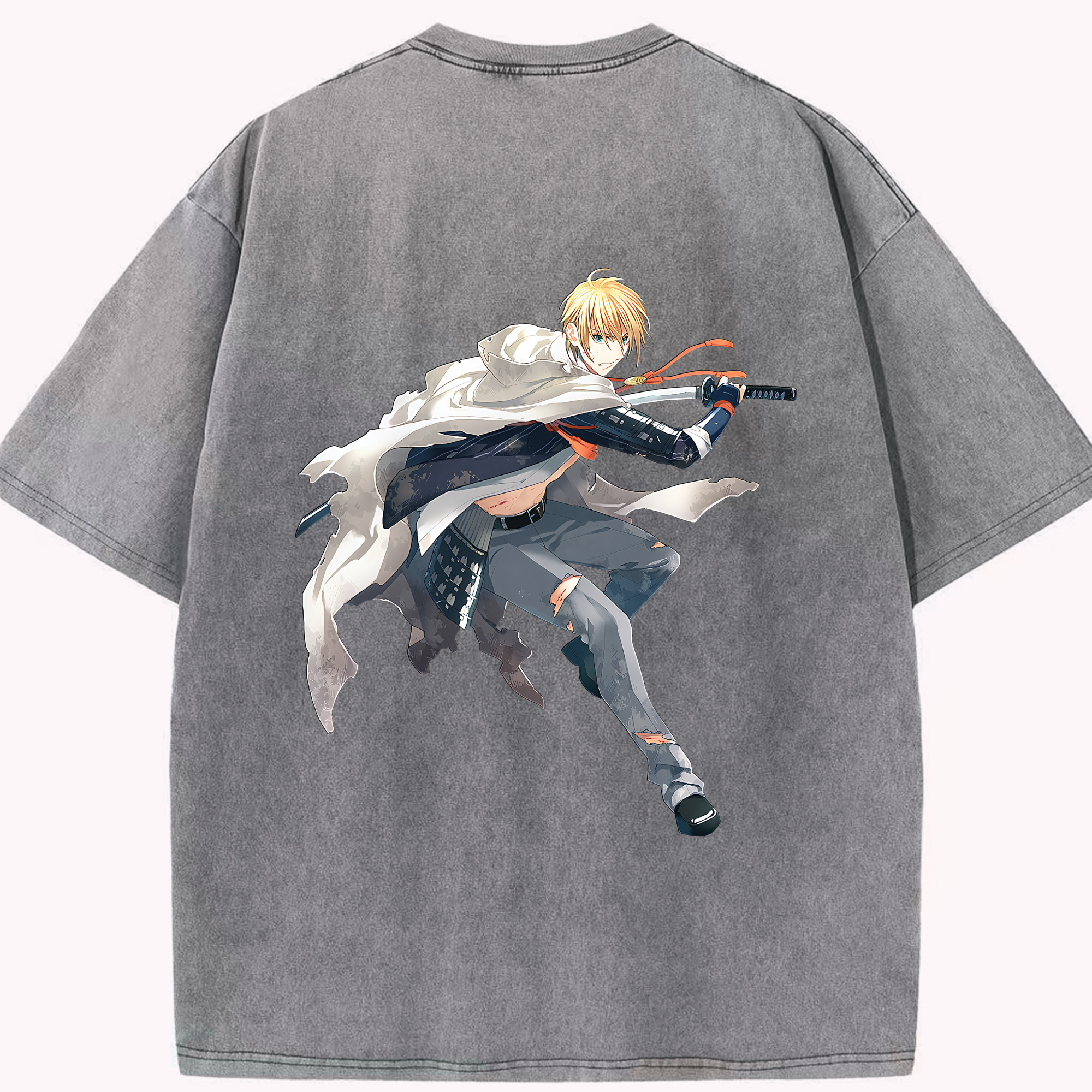 （画像用） 刀剣乱舞 Touken Ranbu 綿100% ヴィンテージ風 半袖Tシャツ（背面プリント）