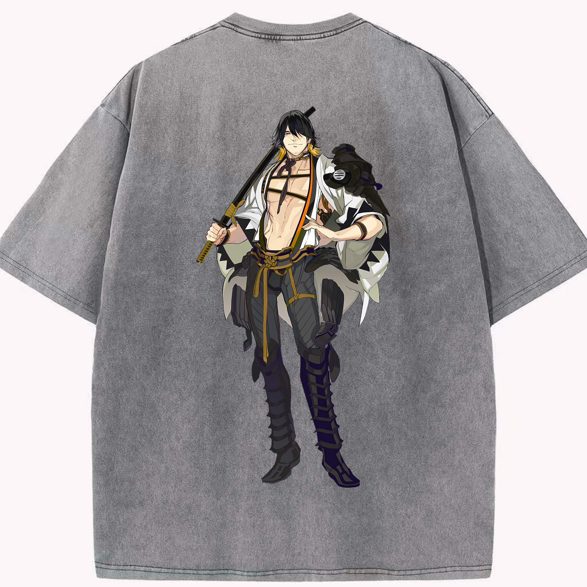 （画像用） 刀剣乱舞 Touken Ranbu 綿100% ヴィンテージ風 半袖Tシャツ（背面プリント）