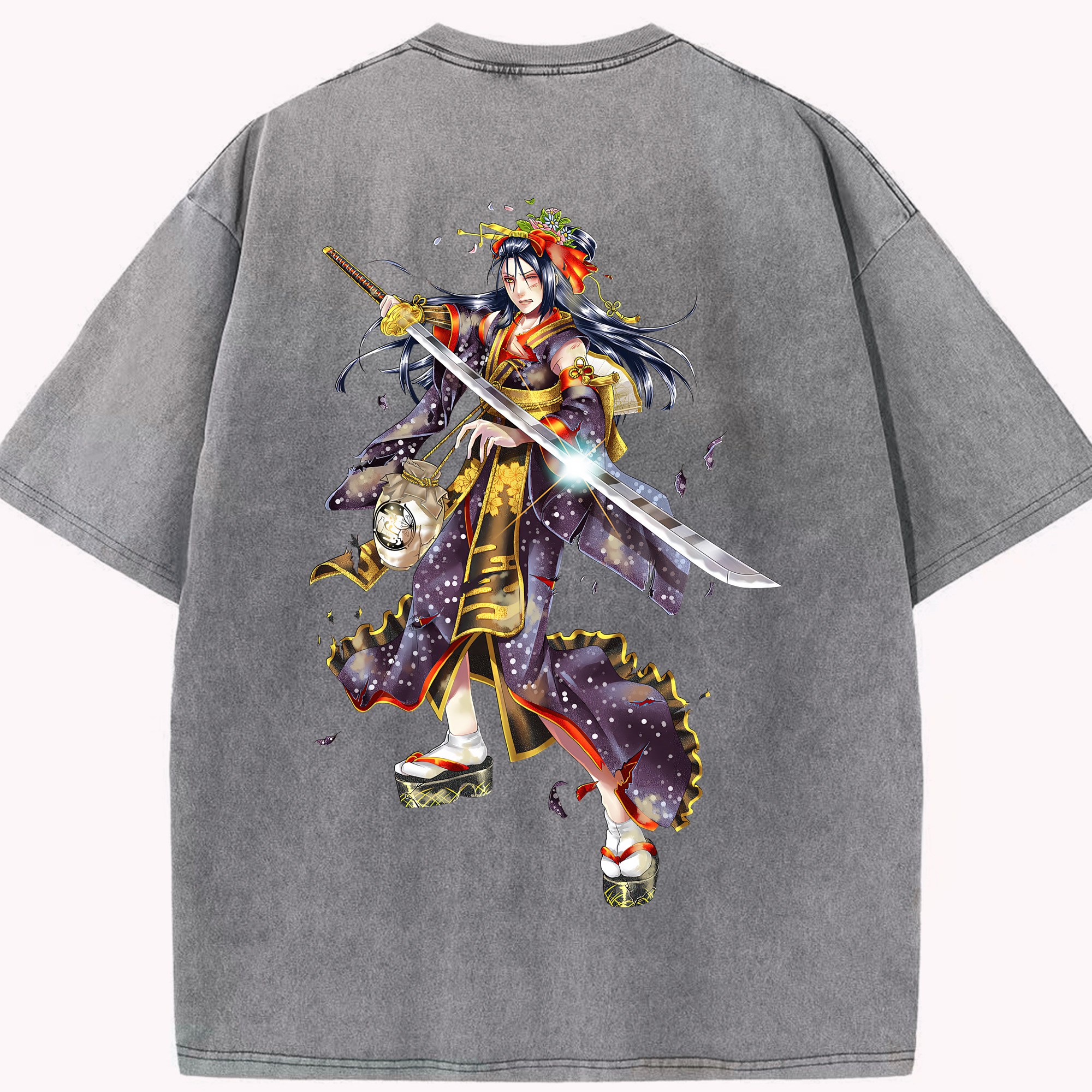 （画像用） 刀剣乱舞 Touken Ranbu 綿100% ヴィンテージ風 半袖Tシャツ（背面プリント）