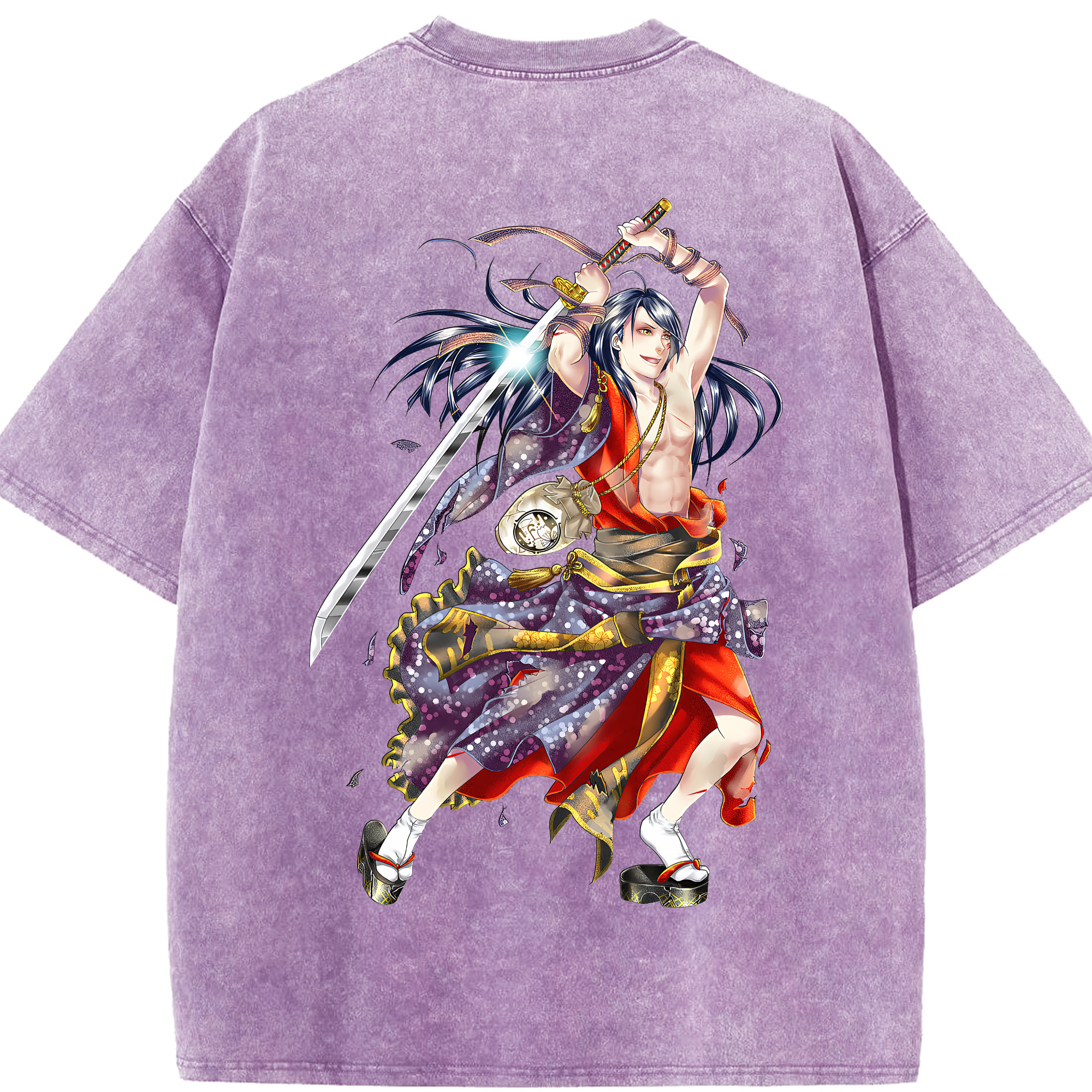 （画像用） 刀剣乱舞 Touken Ranbu 綿100% ヴィンテージ風 半袖Tシャツ（背面プリント）