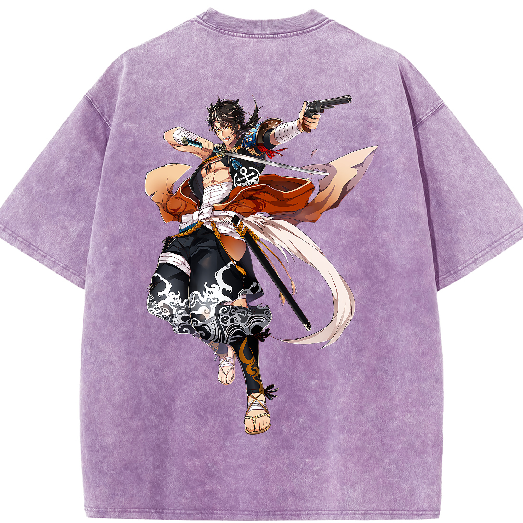 （画像用） 刀剣乱舞 Touken Ranbu 綿100% ヴィンテージ風 半袖Tシャツ（背面プリント）