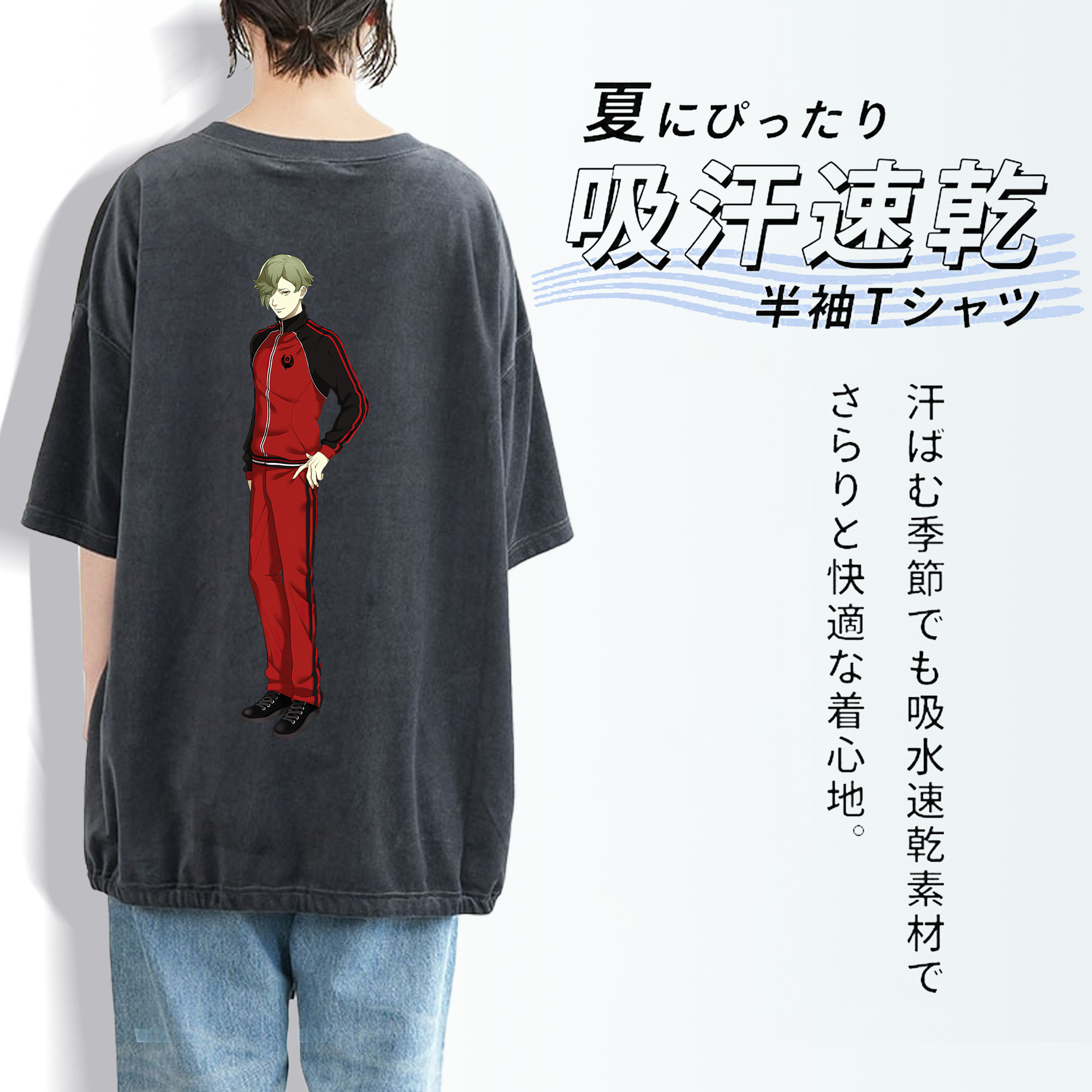刀剣乱舞 Touken Ranbu 綿100% ヴィンテージ風 半袖Tシャツ（背面プリント）