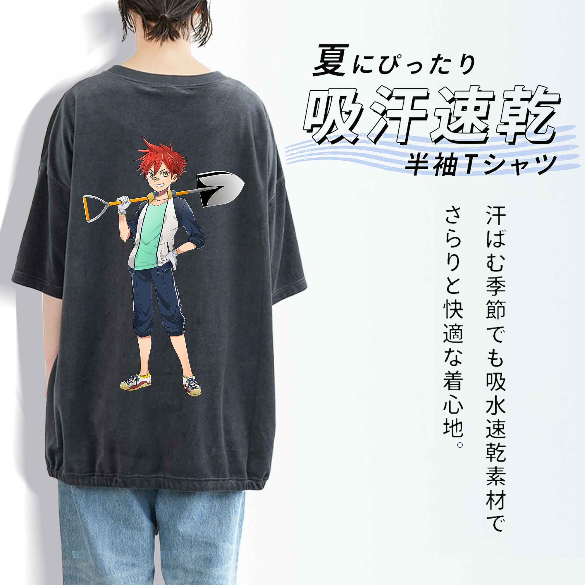 刀剣乱舞 Touken Ranbu 綿100% ヴィンテージ風 半袖Tシャツ（背面プリント）