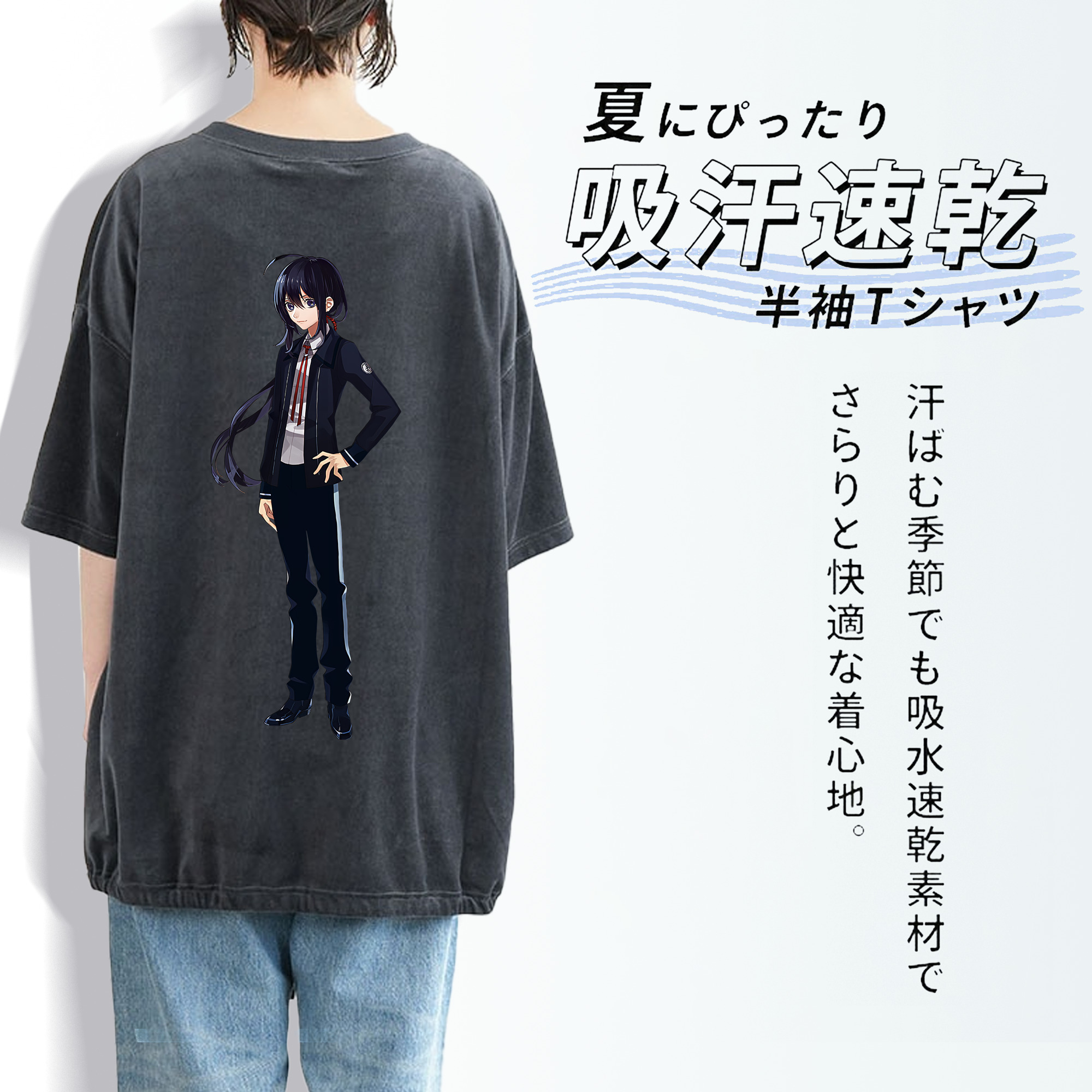 刀剣乱舞 Touken Ranbu 綿100% ヴィンテージ風 半袖Tシャツ（背面プリント）