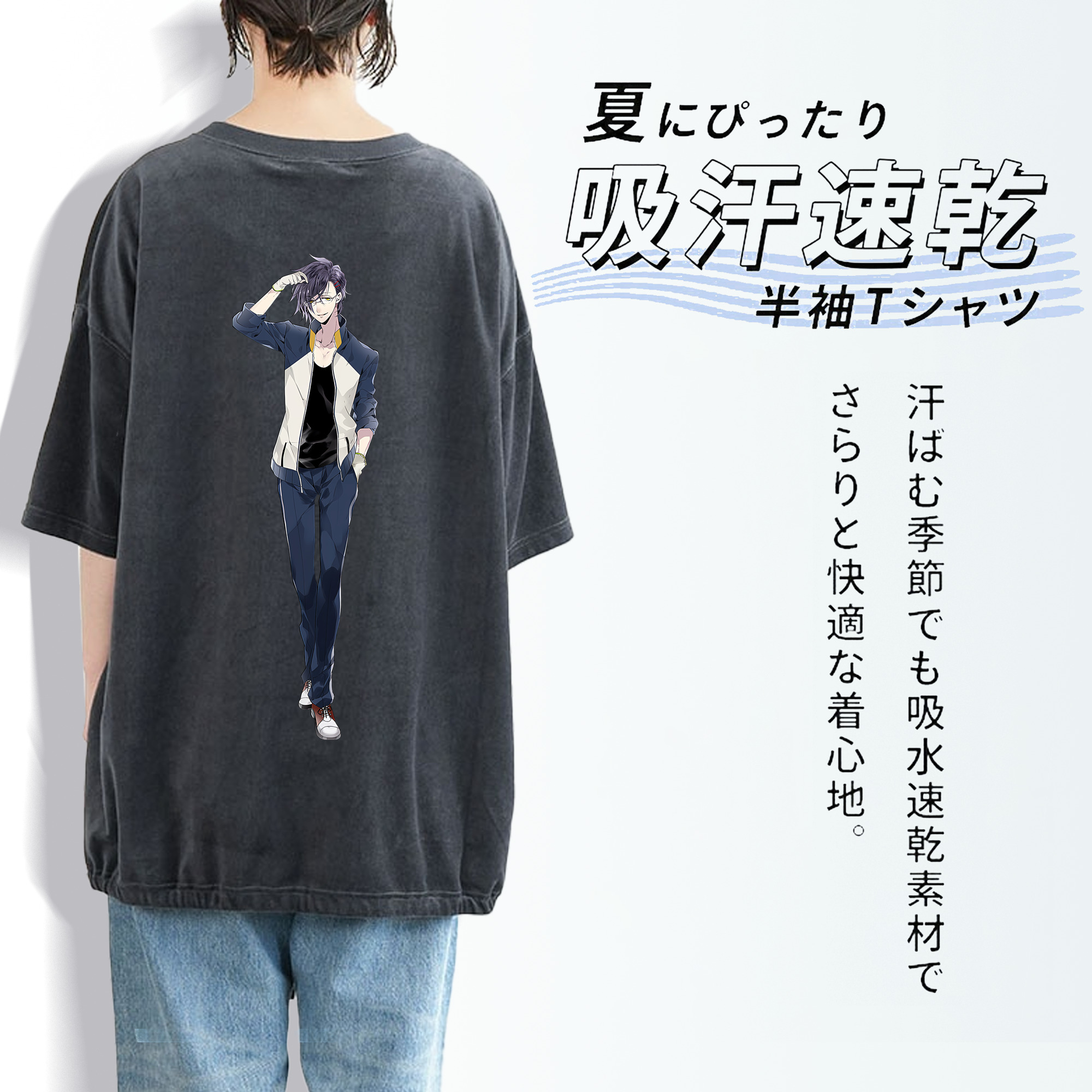 刀剣乱舞 Touken Ranbu 綿100% ヴィンテージ風 半袖Tシャツ（背面プリント）
