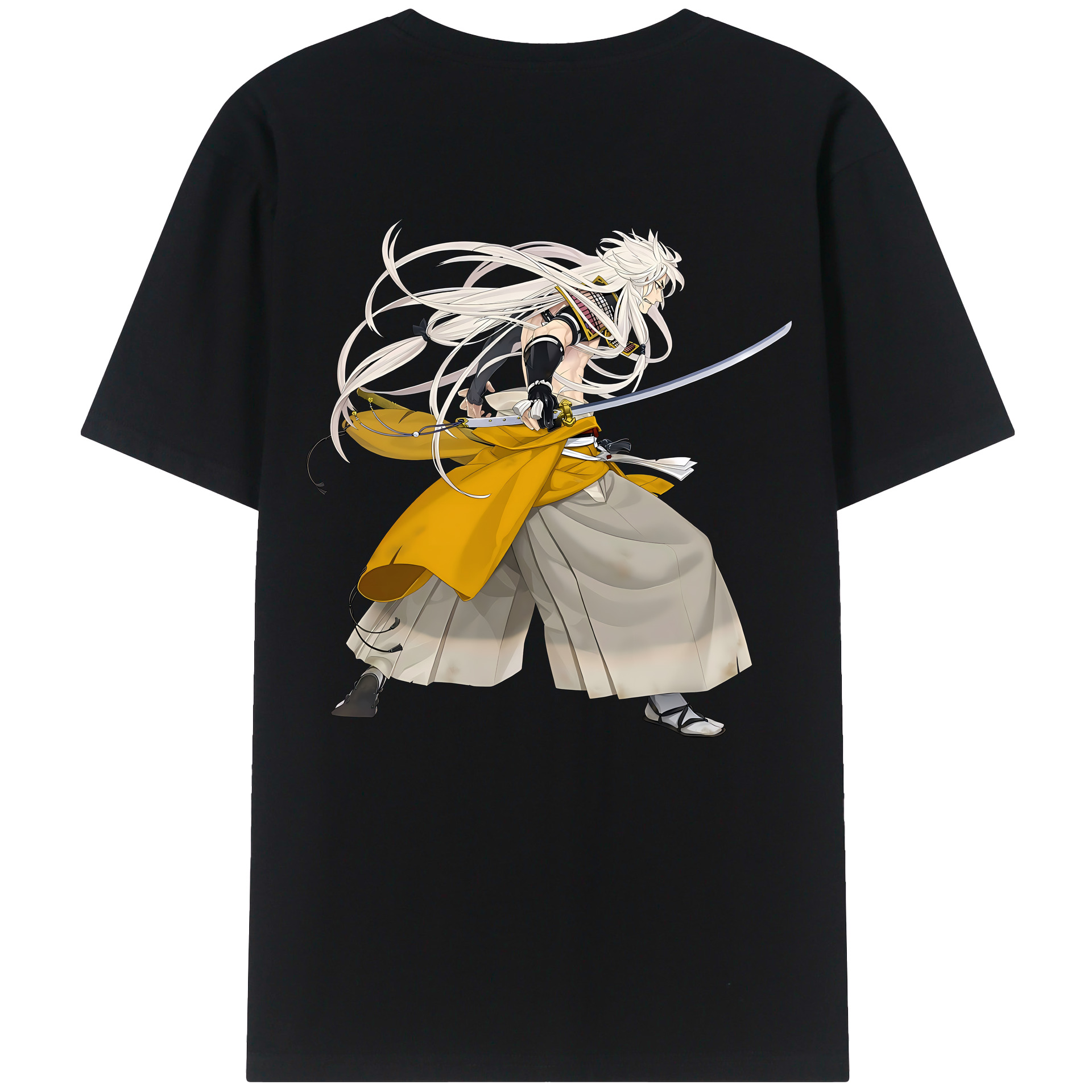 （画像用） 刀剣乱舞 Touken Ranbu 綿100％ メンズ半袖Tシャツ（バックプリント） 通気性