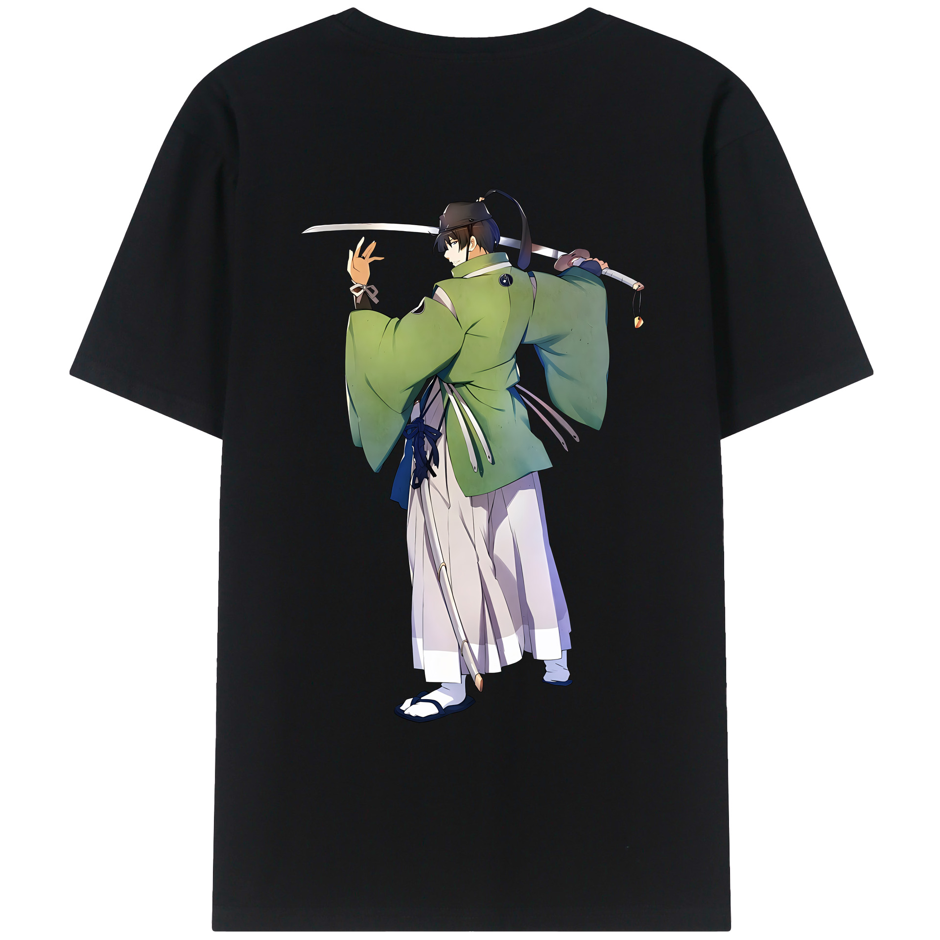 （画像用） 刀剣乱舞 Touken Ranbu 綿100％ メンズ半袖Tシャツ（バックプリント） 通気性