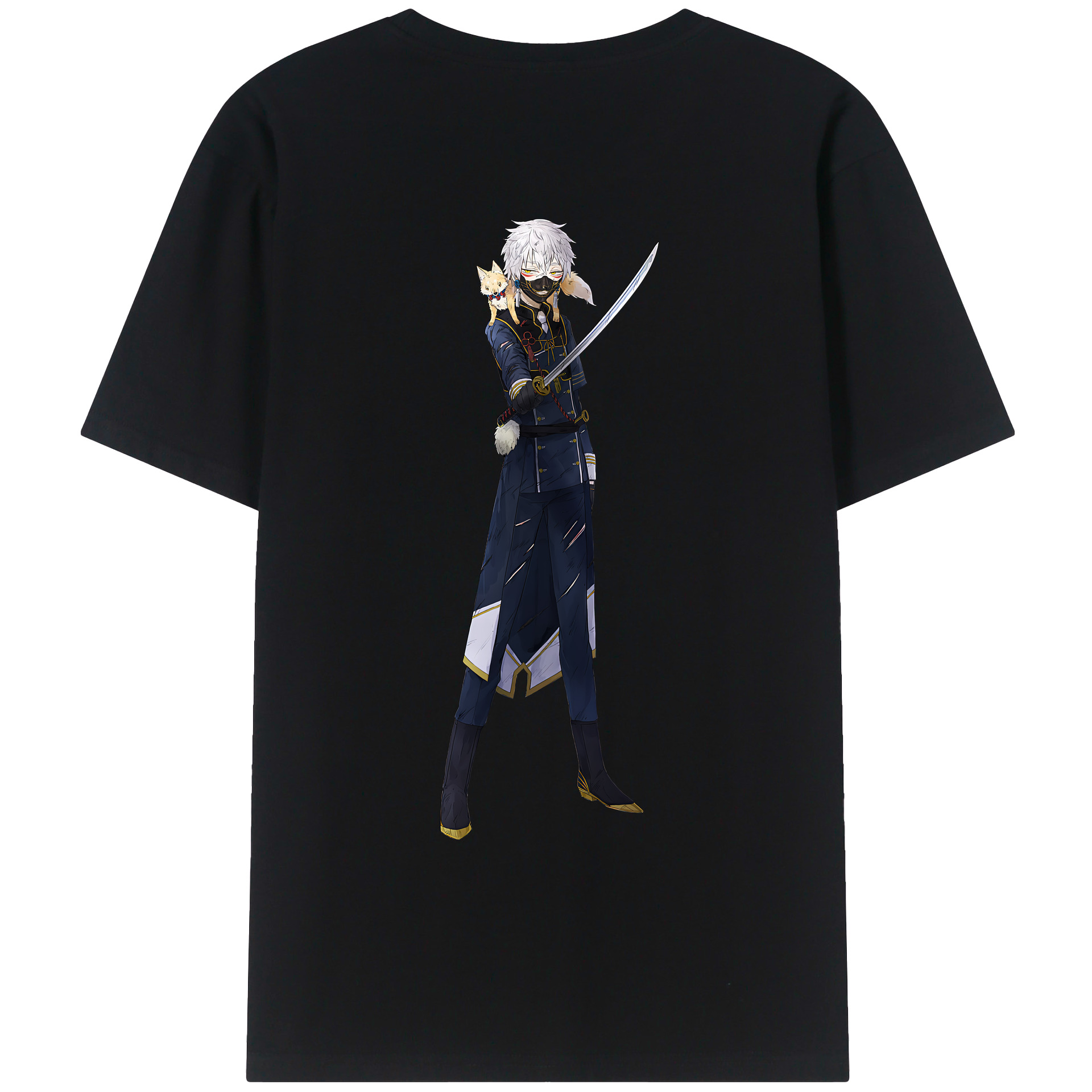 （画像用） 刀剣乱舞 Touken Ranbu 綿100％ メンズ半袖Tシャツ（バックプリント） 通気性
