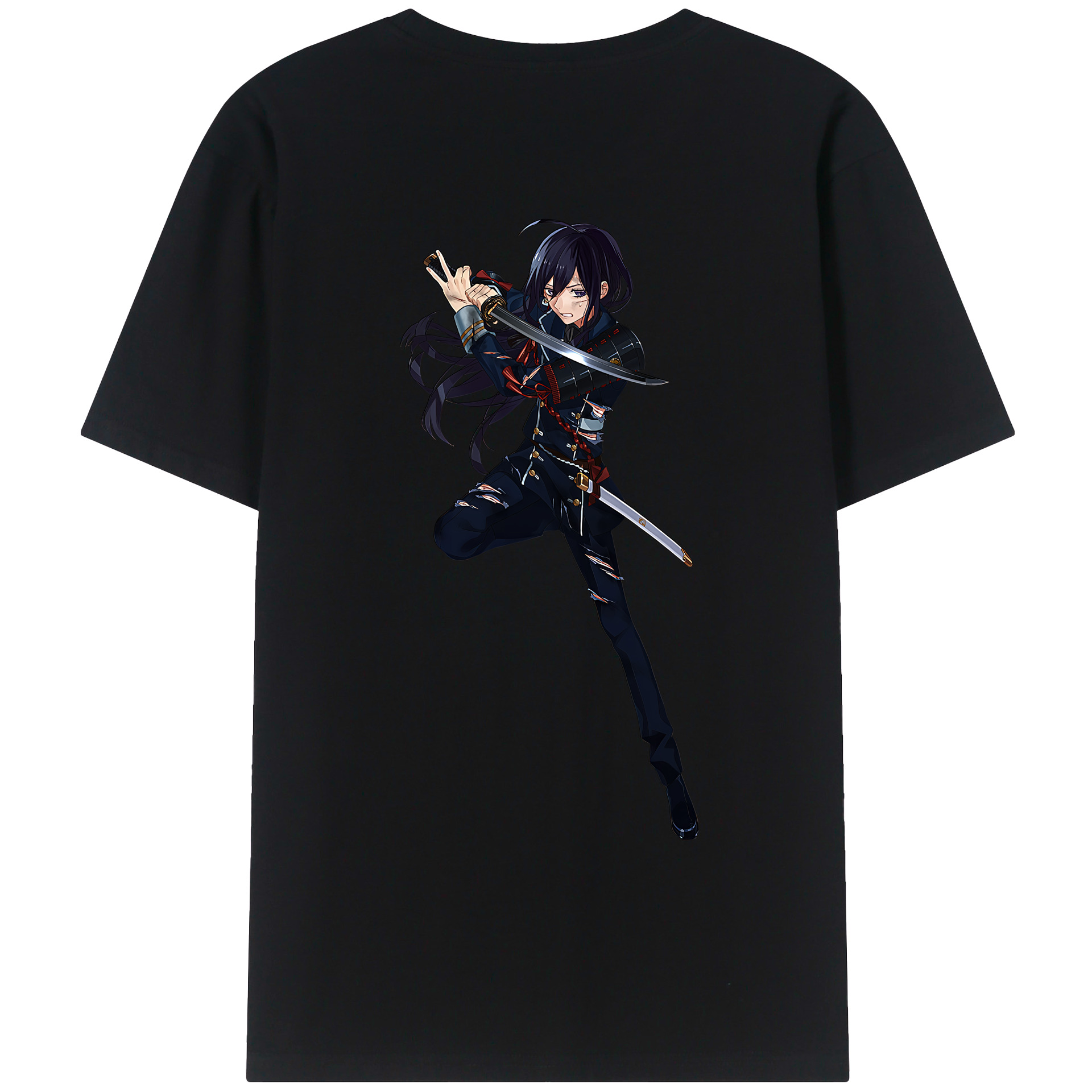 （画像用） 刀剣乱舞 Touken Ranbu 綿100％ メンズ半袖Tシャツ（バックプリント） 通気性