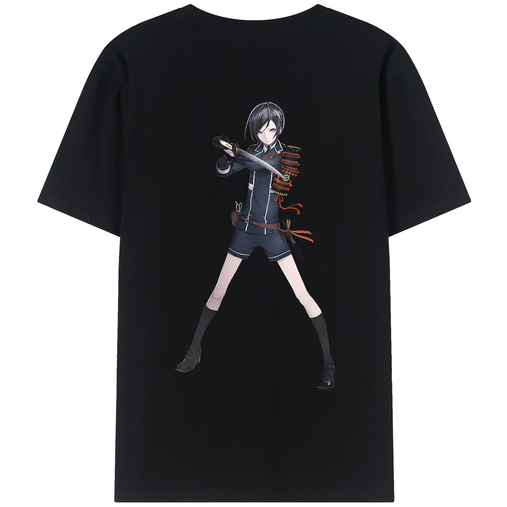 （画像用） 刀剣乱舞 Touken Ranbu 綿100％ メンズ半袖Tシャツ（バックプリント） 通気性