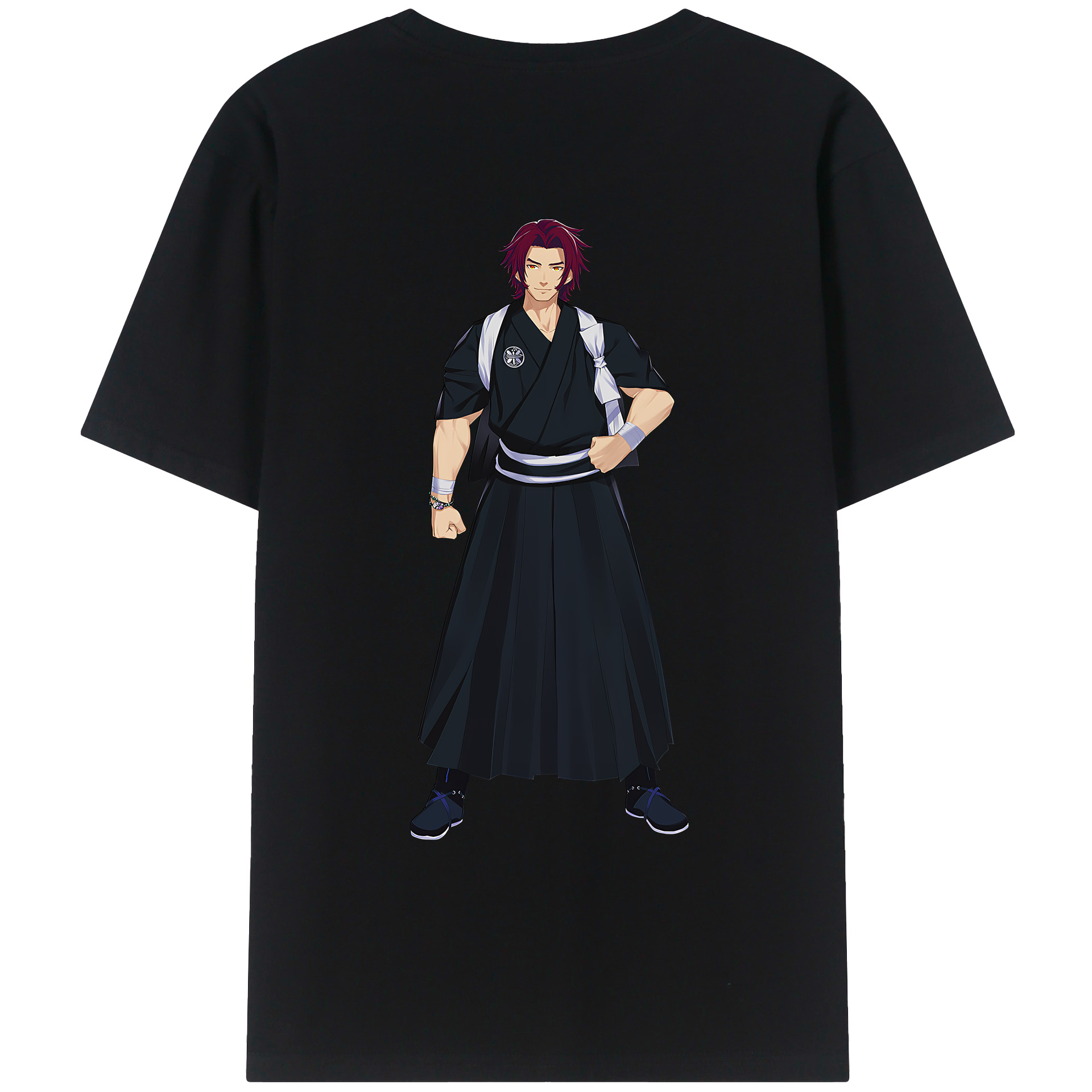 （画像用） 刀剣乱舞 Touken Ranbu 綿100％ メンズ半袖Tシャツ（バックプリント） 通気性