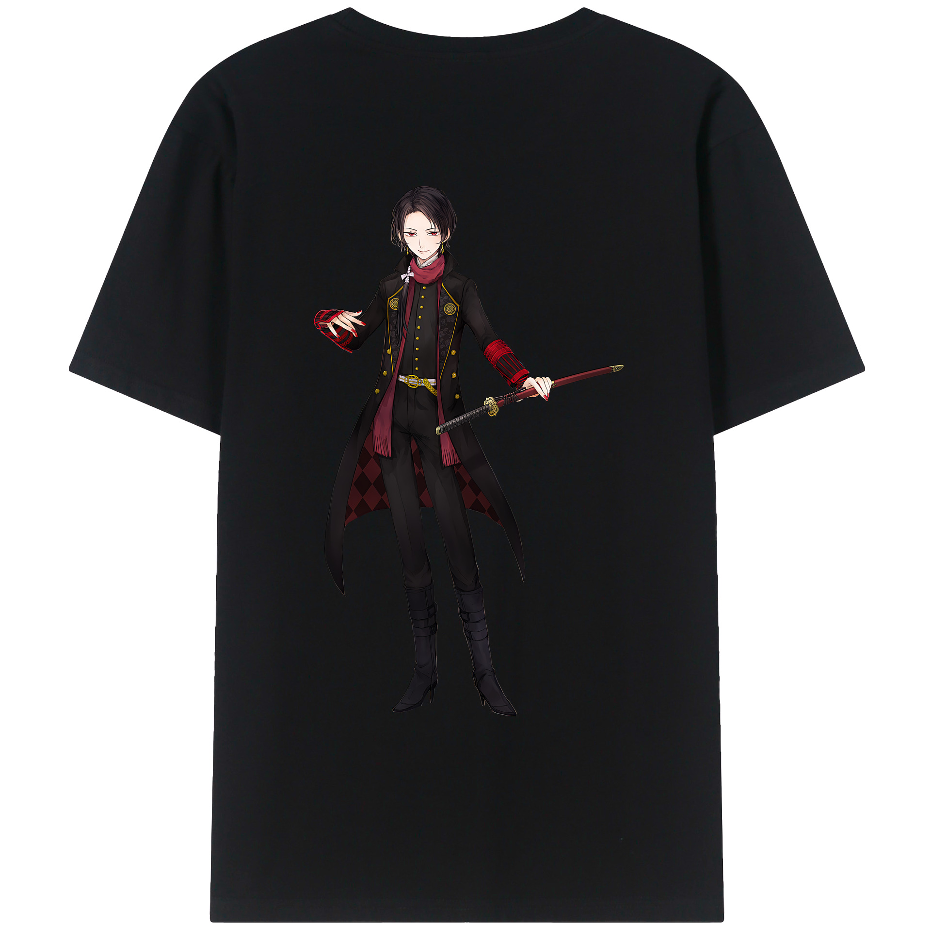 （画像用） 刀剣乱舞 Touken Ranbu 綿100％ メンズ半袖Tシャツ（バックプリント） 通気性