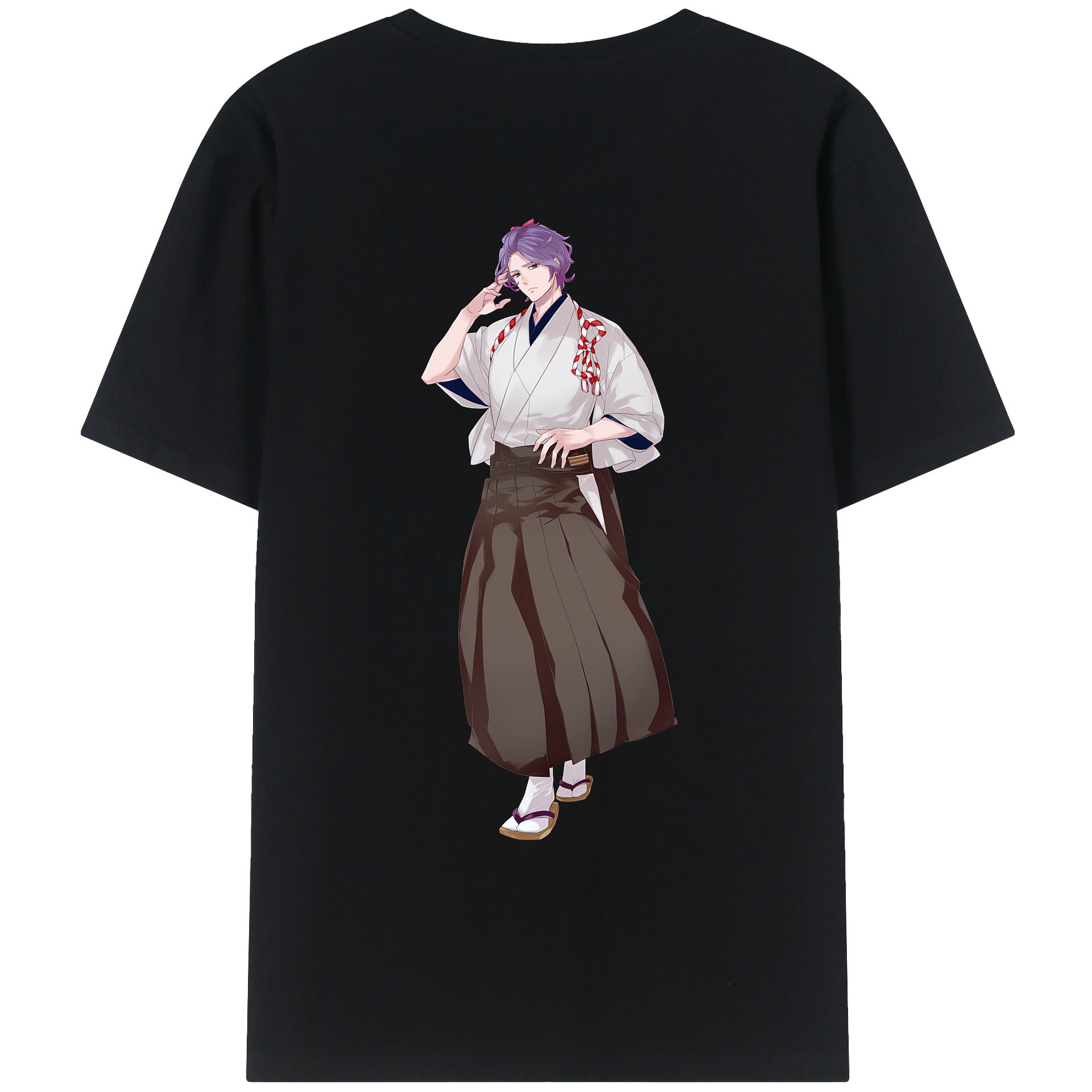（画像用） 刀剣乱舞 Touken Ranbu 綿100％ メンズ半袖Tシャツ（バックプリント） 通気性