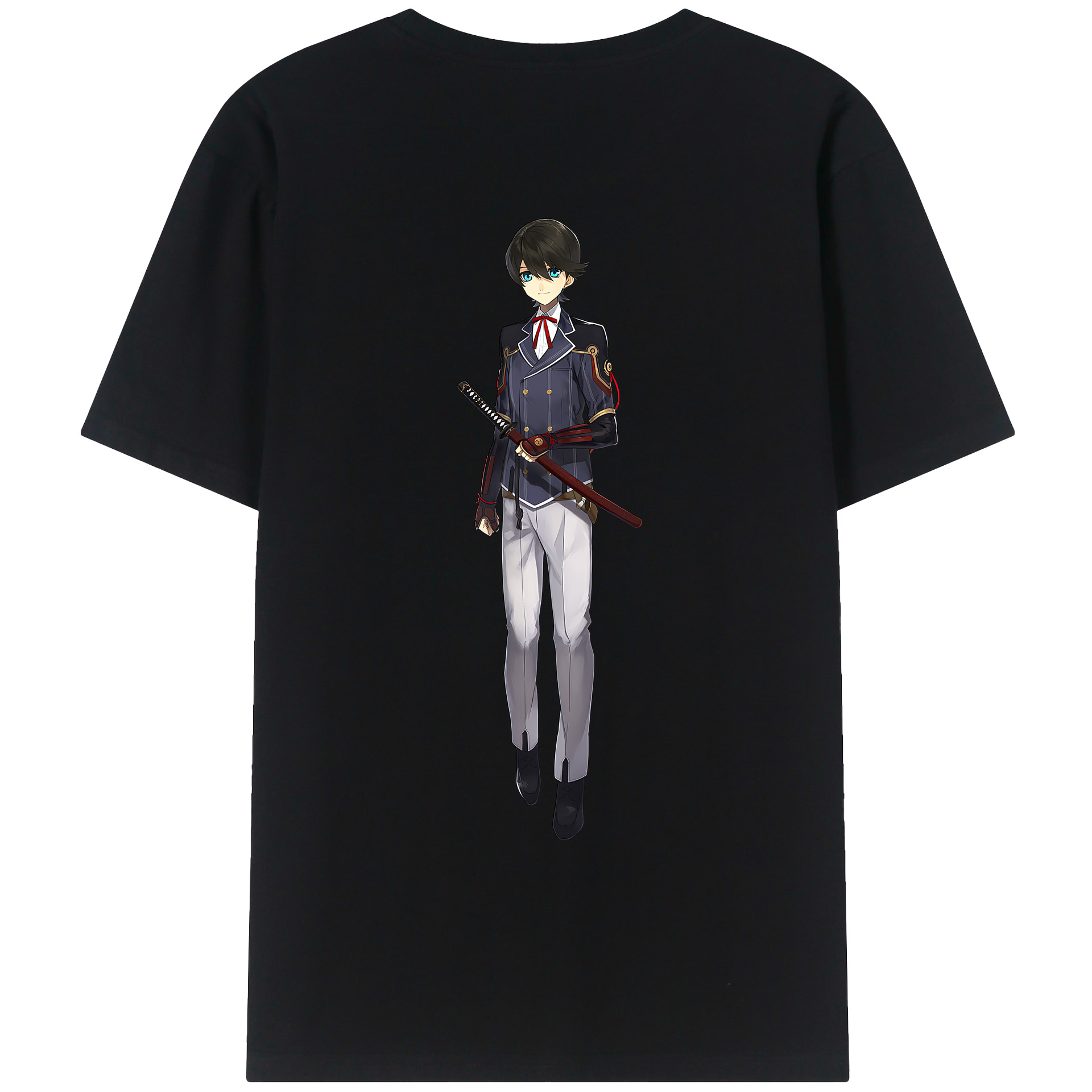 （画像用） 刀剣乱舞 Touken Ranbu 綿100％ メンズ半袖Tシャツ（バックプリント） 通気性
