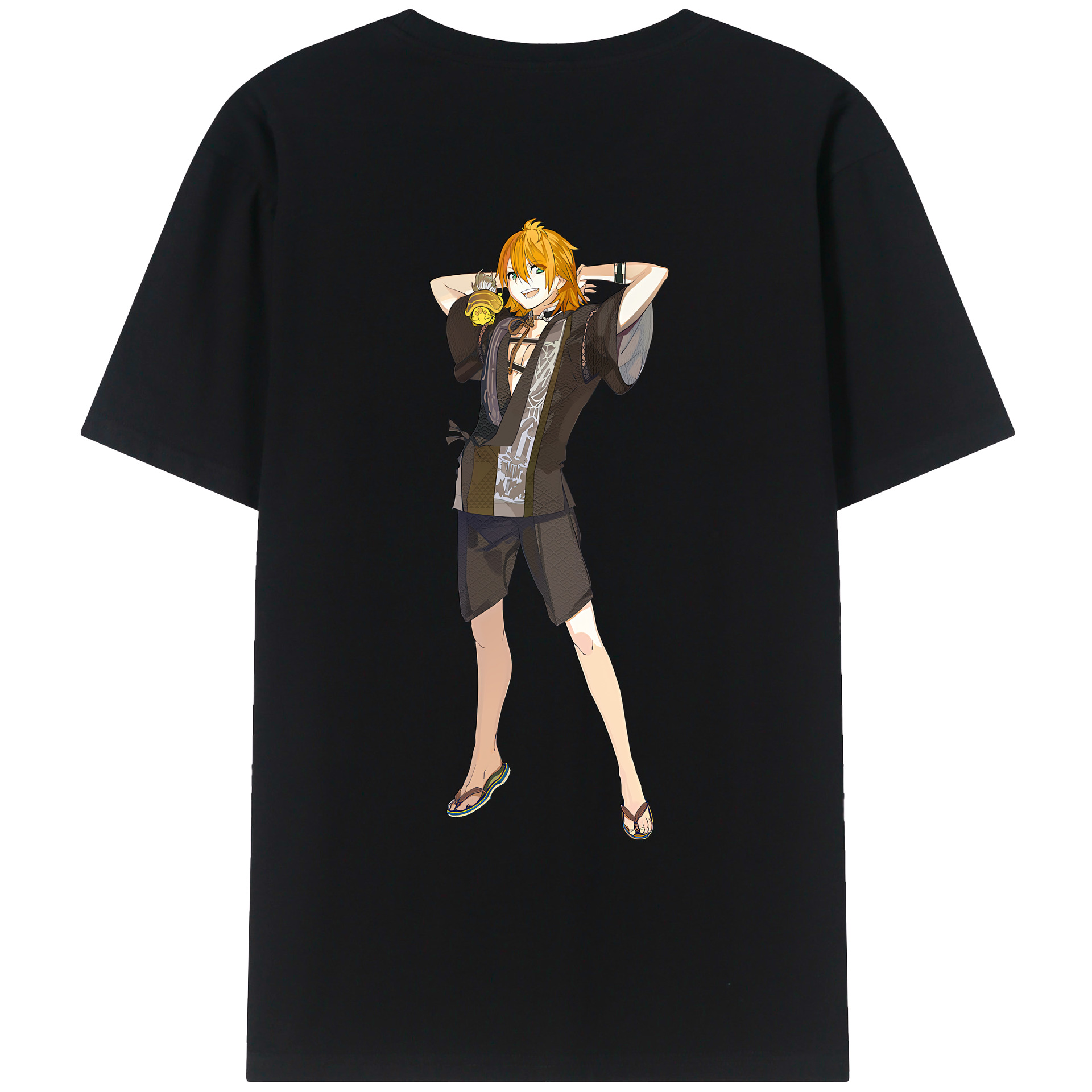 （画像用） 刀剣乱舞 Touken Ranbu 綿100％ メンズ半袖Tシャツ（バックプリント） 通気性