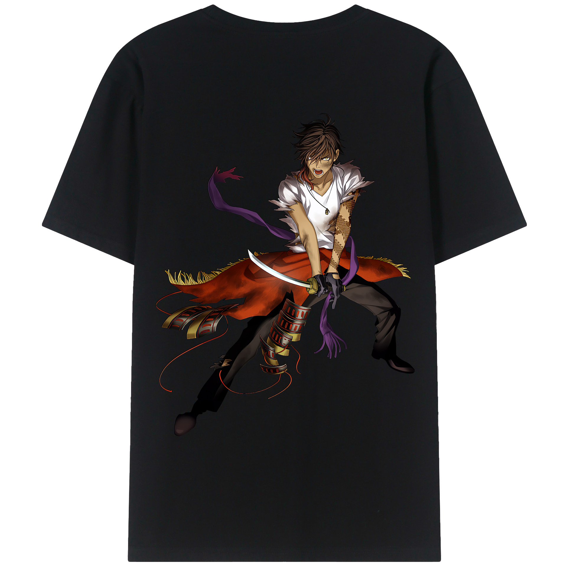 （画像用） 刀剣乱舞 Touken Ranbu 綿100％ メンズ半袖Tシャツ（バックプリント） 通気性