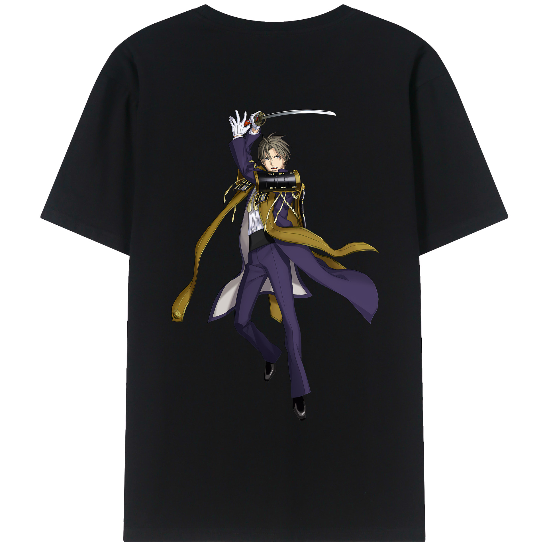 （画像用） 刀剣乱舞 Touken Ranbu 綿100％ メンズ半袖Tシャツ（バックプリント） 通気性