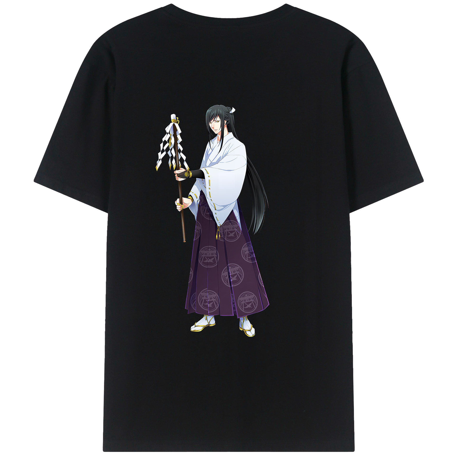 （画像用） 刀剣乱舞 Touken Ranbu 綿100％ メンズ半袖Tシャツ（バックプリント） 通気性
