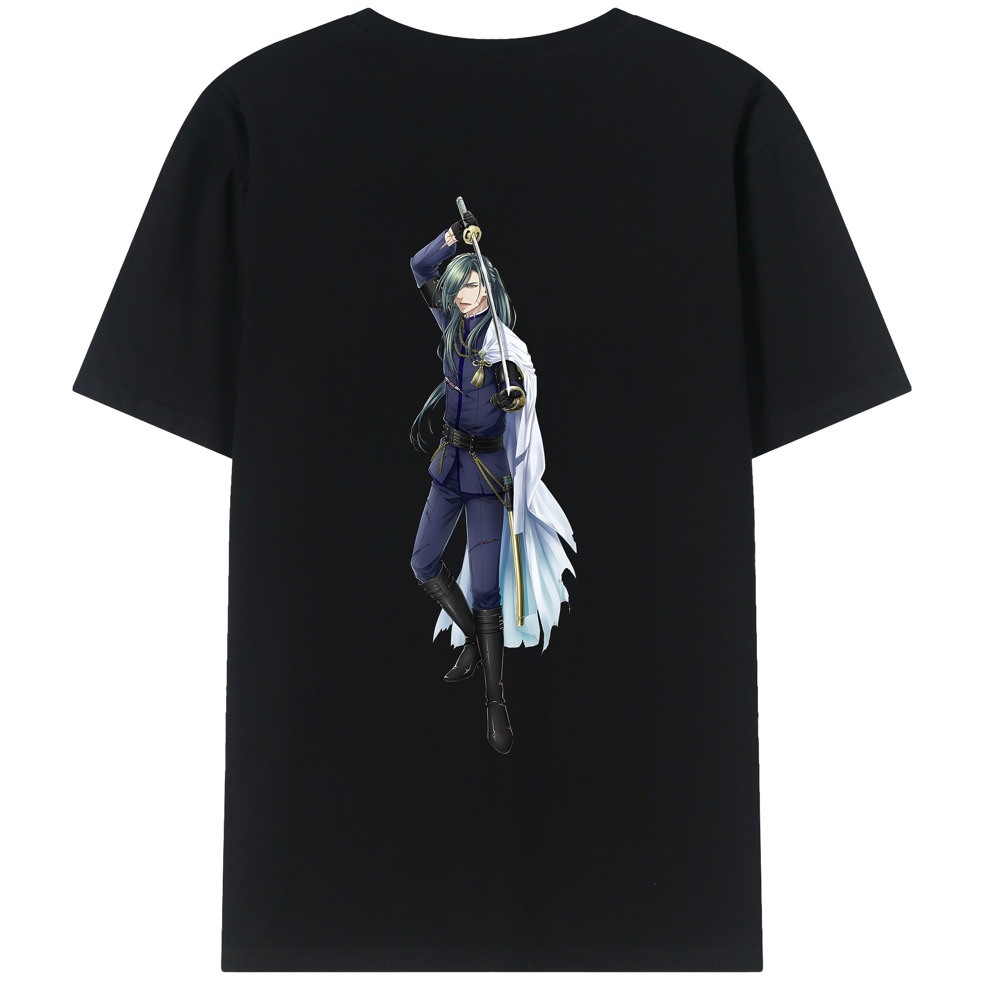 （画像用） 刀剣乱舞 Touken Ranbu 綿100％ メンズ半袖Tシャツ（バックプリント） 通気性