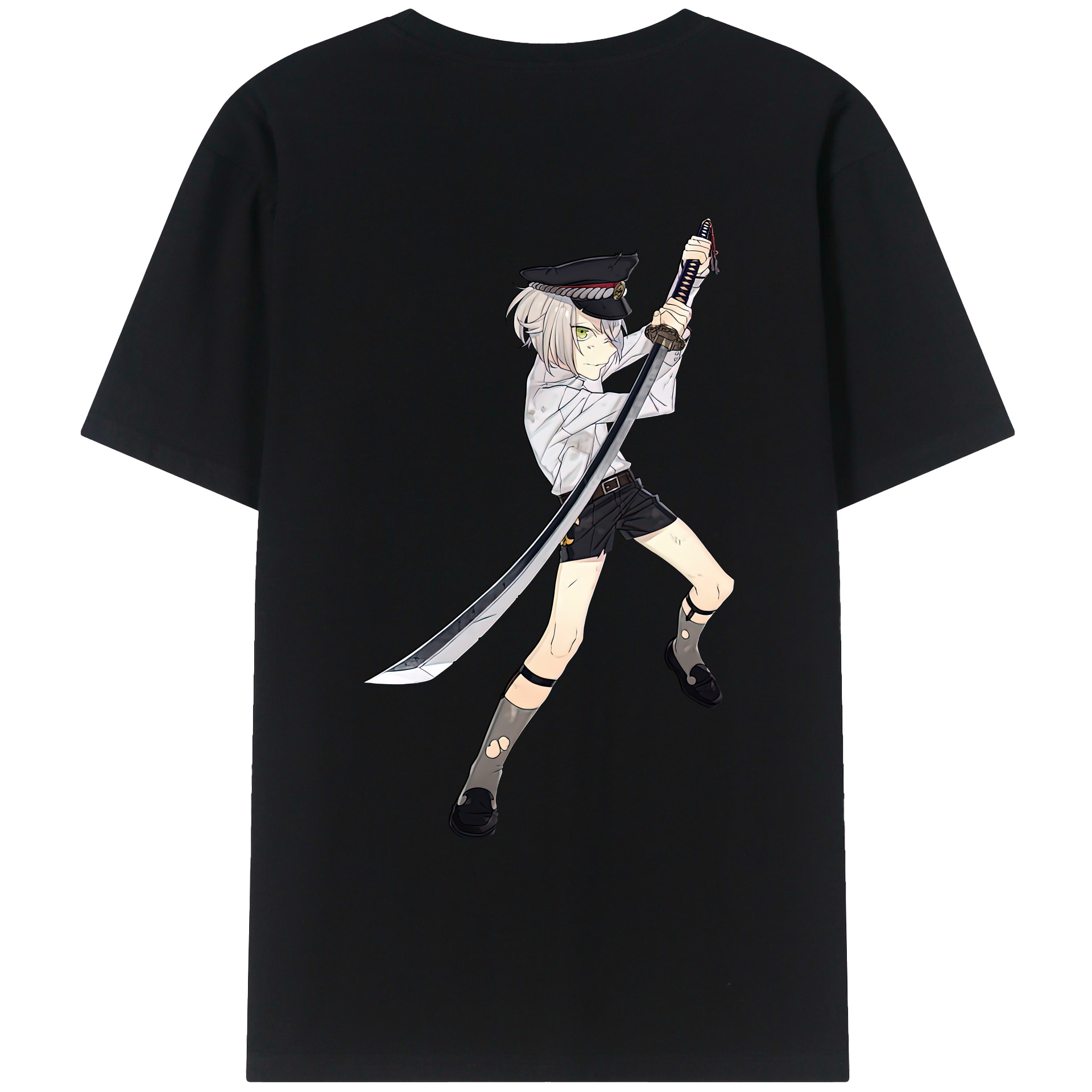 （画像用） 刀剣乱舞 Touken Ranbu 綿100％ メンズ半袖Tシャツ（バックプリント） 通気性