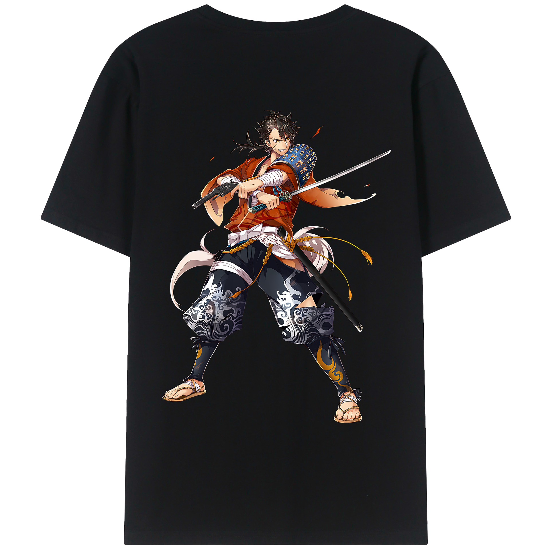（画像用） 刀剣乱舞 Touken Ranbu 綿100％ メンズ半袖Tシャツ（バックプリント） 通気性