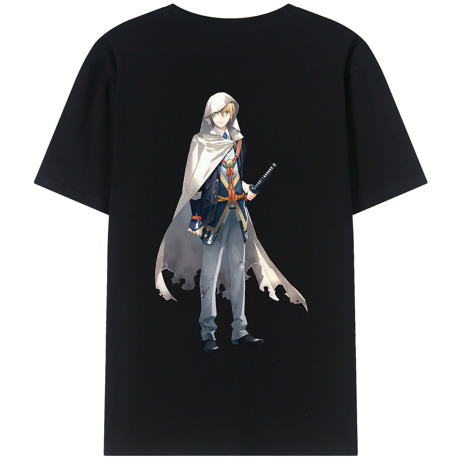 （画像用） 刀剣乱舞 Touken Ranbu 綿100％ メンズ半袖Tシャツ（バックプリント） 通気性
