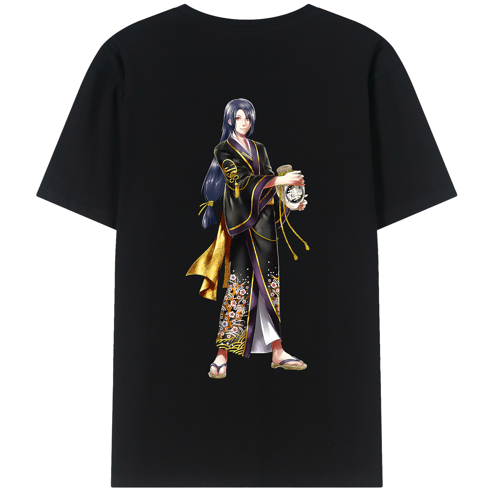 （画像用） 刀剣乱舞 Touken Ranbu 綿100％ メンズ半袖Tシャツ（バックプリント） 通気性
