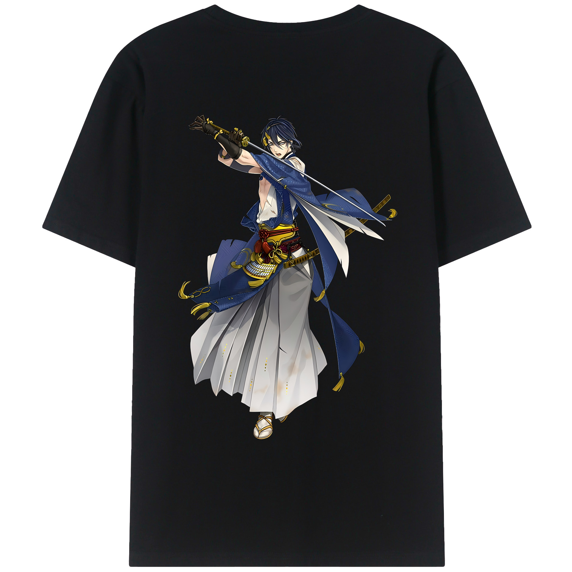 （画像用） 刀剣乱舞 Touken Ranbu 綿100％ メンズ半袖Tシャツ（バックプリント） 通気性