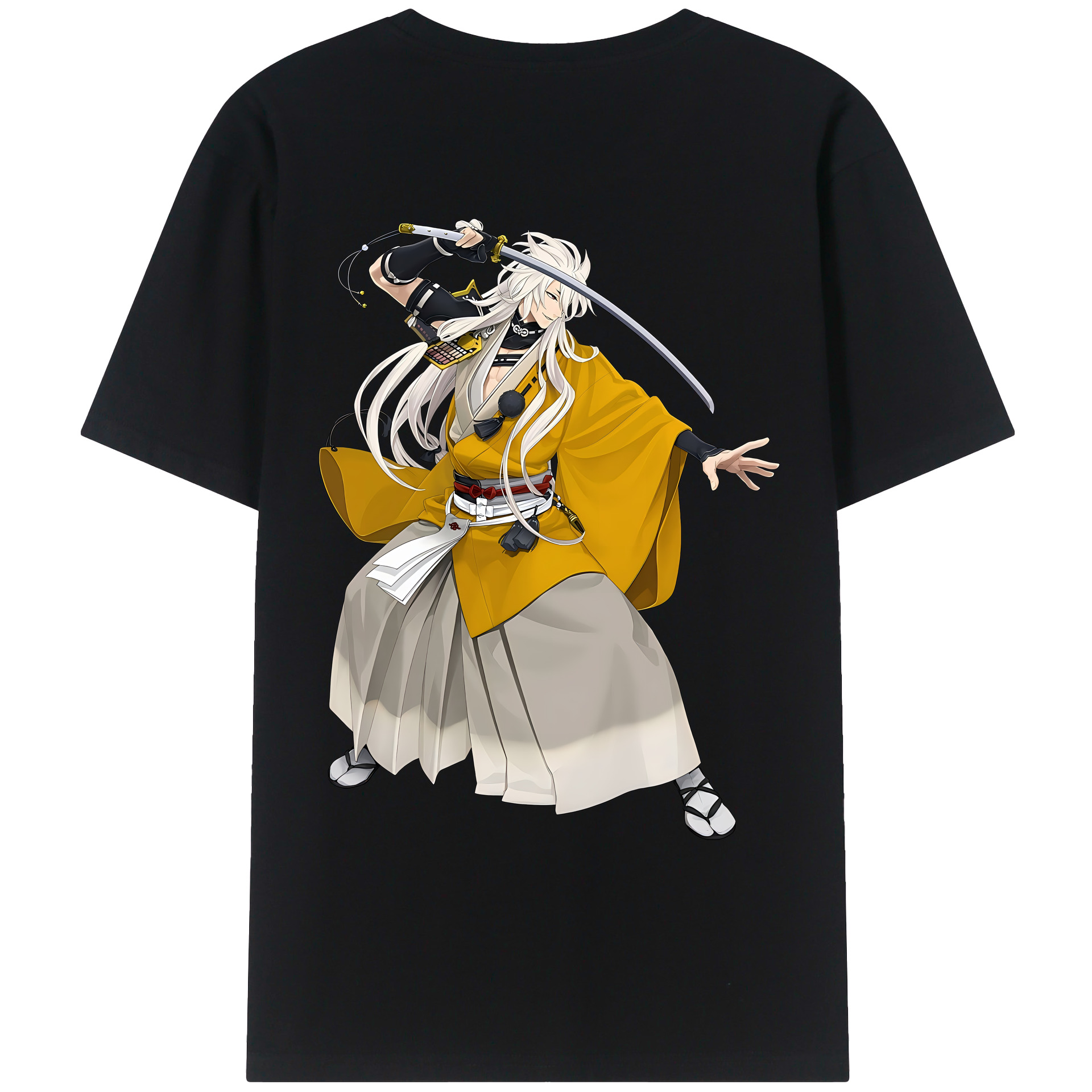 （画像用） 刀剣乱舞 Touken Ranbu 綿100％ メンズ半袖Tシャツ（バックプリント） 通気性
