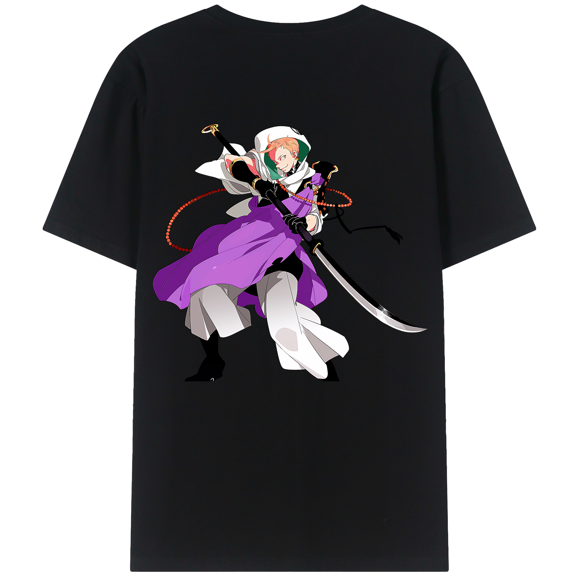 （画像用） 刀剣乱舞 Touken Ranbu 綿100％ メンズ半袖Tシャツ（バックプリント） 通気性