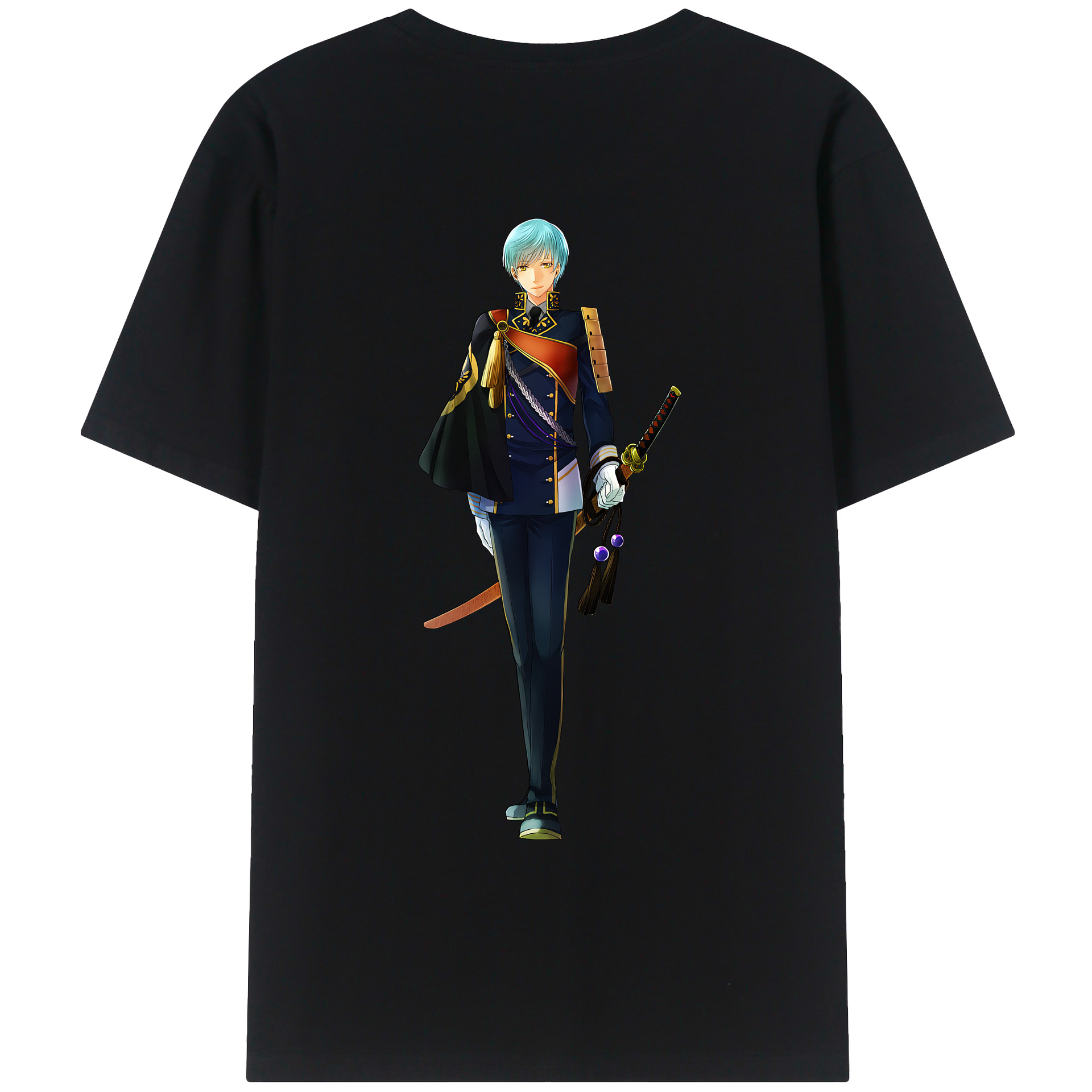 （画像用） 刀剣乱舞 Touken Ranbu 綿100％ メンズ半袖Tシャツ（バックプリント） 通気性