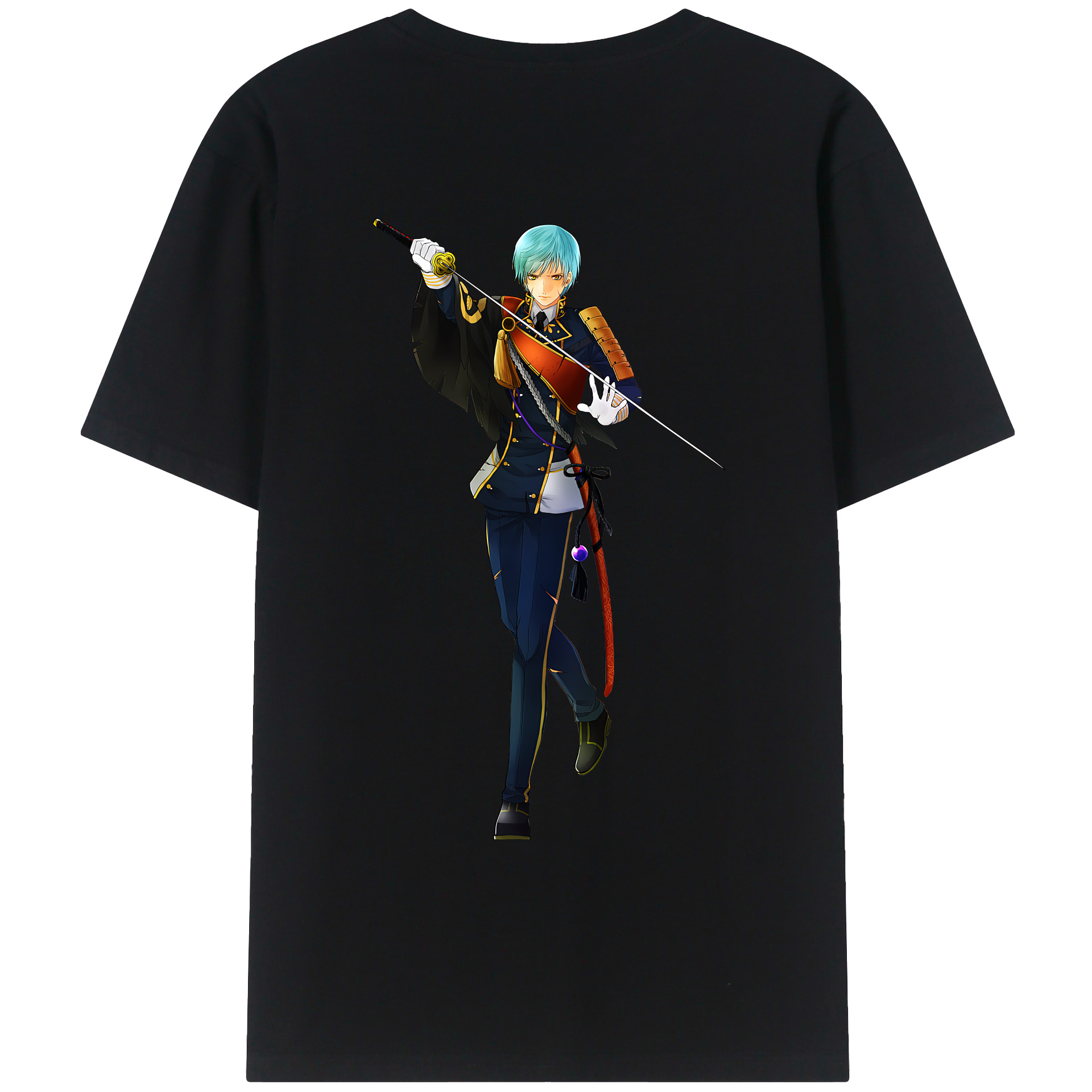 （画像用） 刀剣乱舞 Touken Ranbu 綿100％ メンズ半袖Tシャツ（バックプリント） 通気性