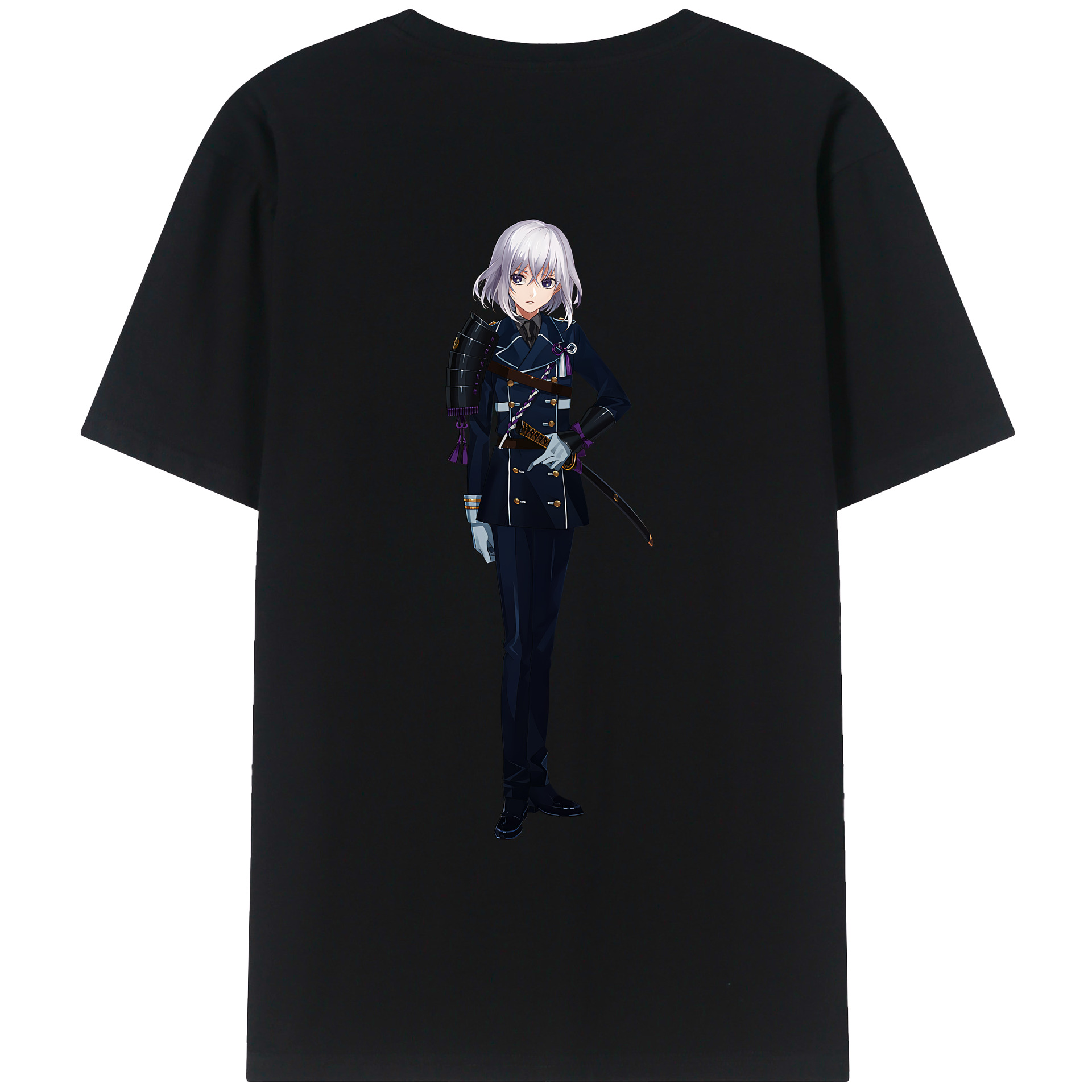 （画像用） 刀剣乱舞 Touken Ranbu 綿100％ メンズ半袖Tシャツ（バックプリント） 通気性