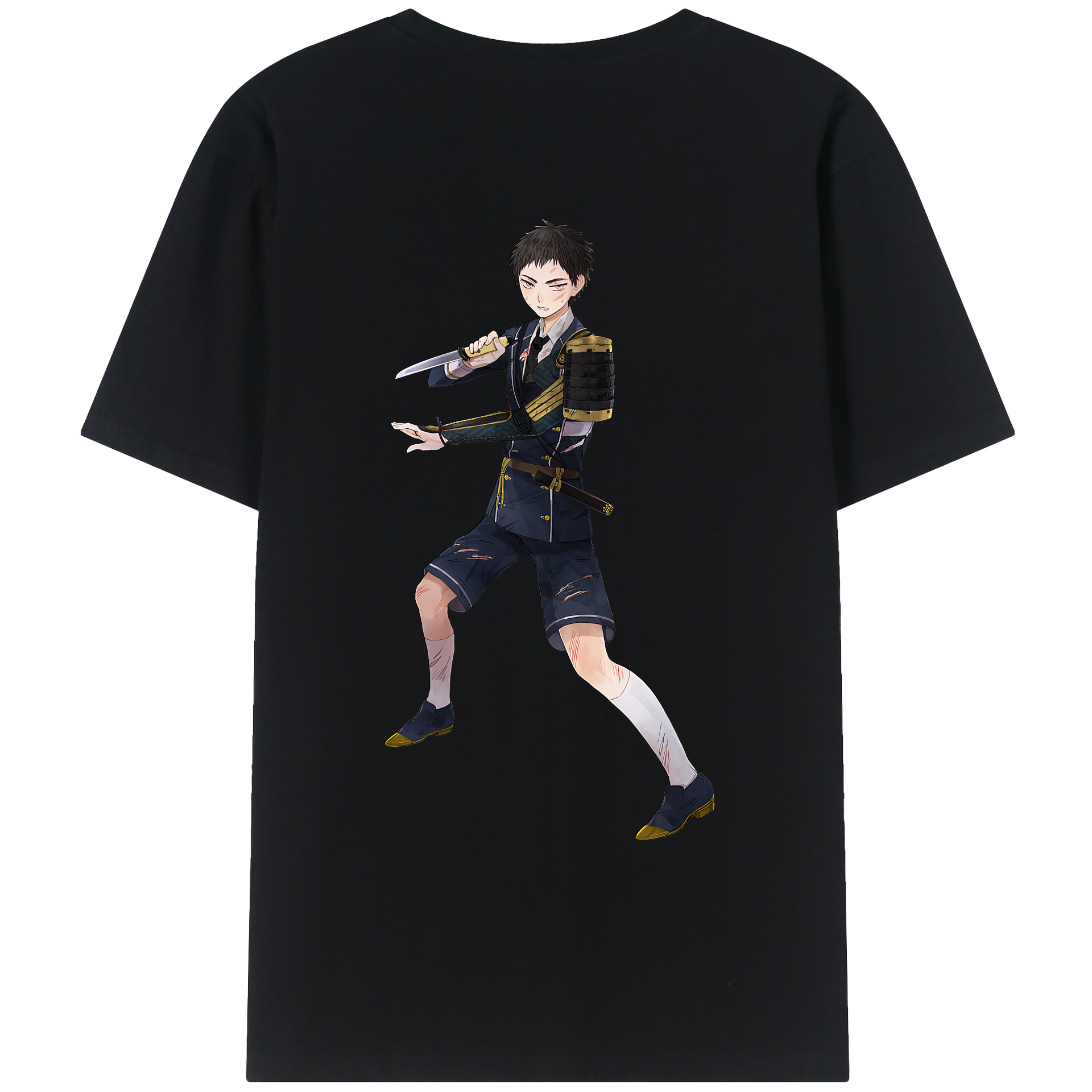 （画像用） 刀剣乱舞 Touken Ranbu 綿100％ メンズ半袖Tシャツ（バックプリント） 通気性