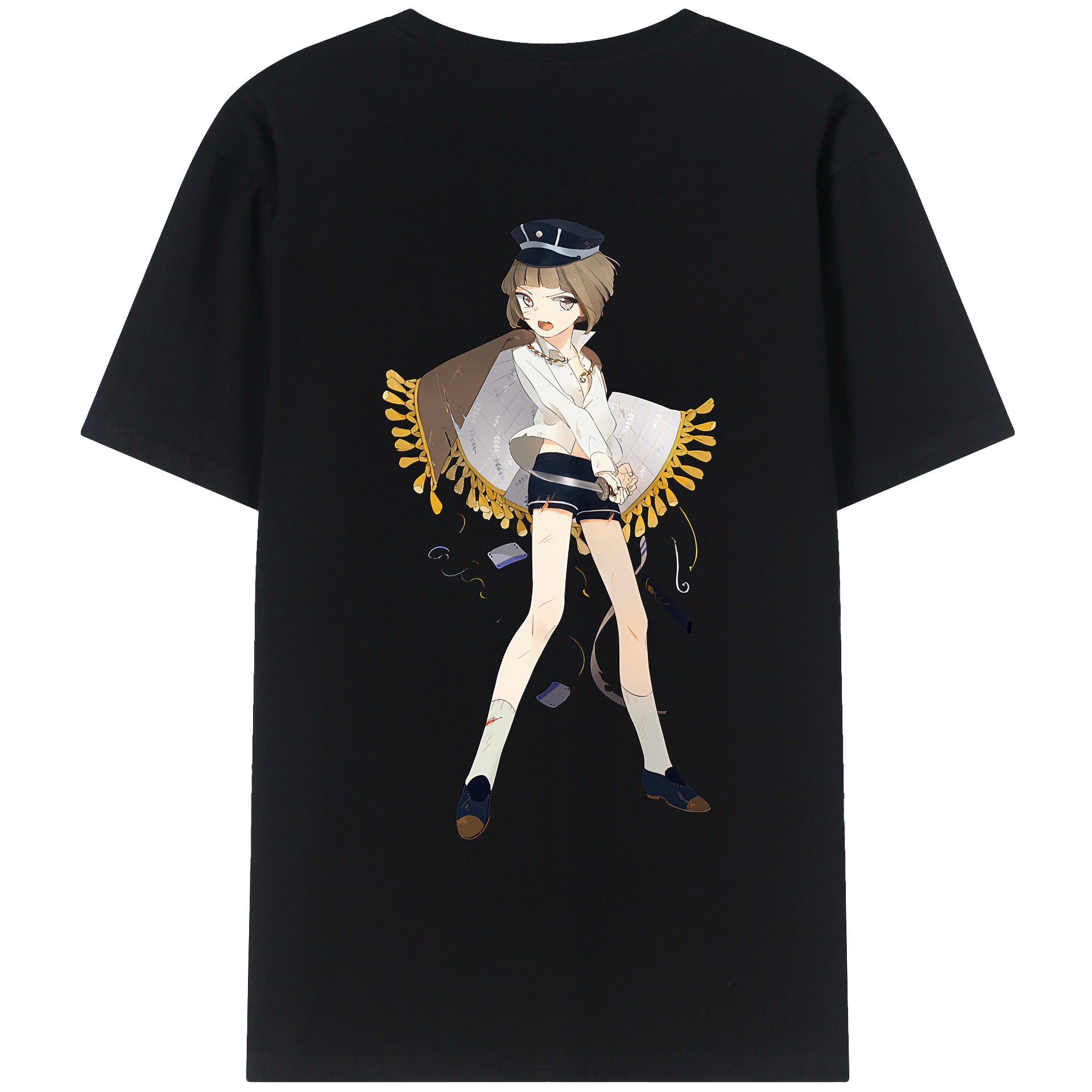 （画像用） 刀剣乱舞 Touken Ranbu 綿100％ メンズ半袖Tシャツ（バックプリント） 通気性